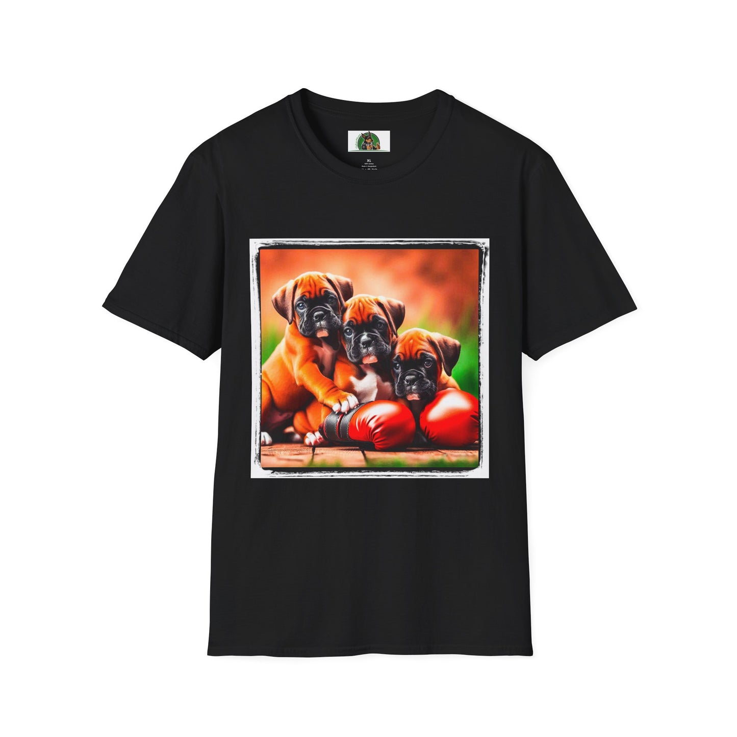 Boxer Puppy Dogs TShirt T-Shirt Printify XS Black
