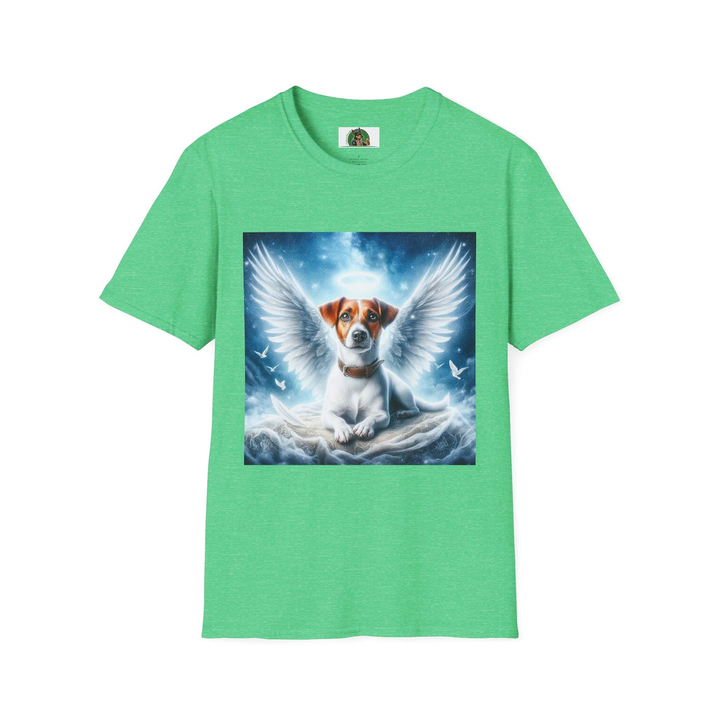 Jack Russell Angel T-Shirt Printify S Heather Irish Green