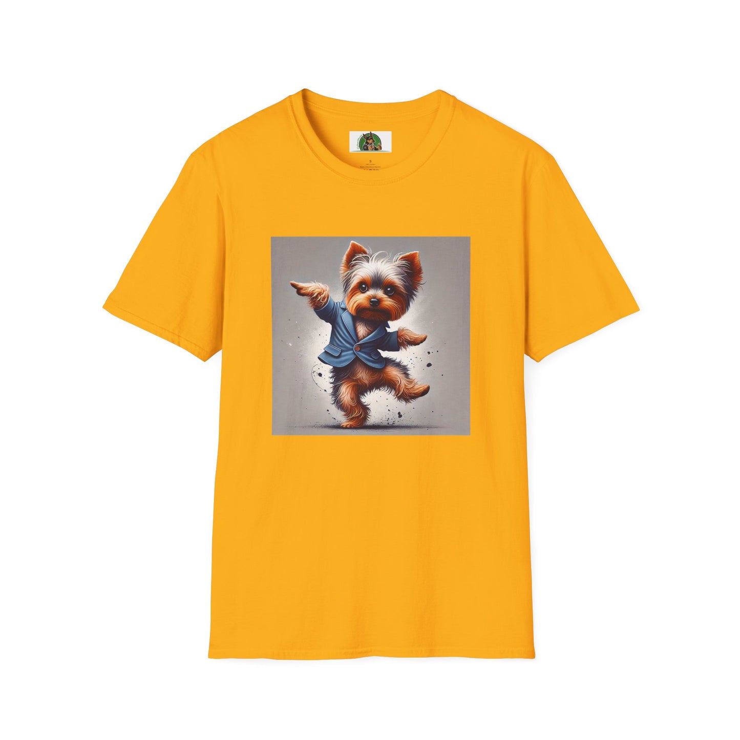 Yorkie Dancing T-Shirt T-Shirt Printify S Gold