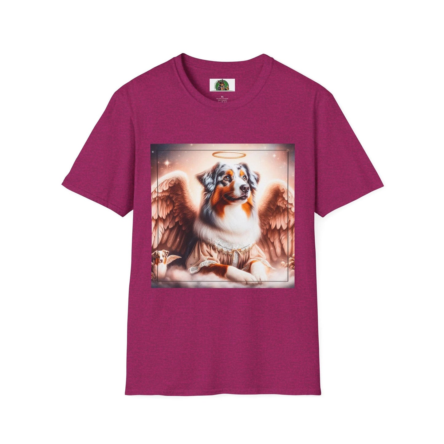 Australian Shepherd Mother And Puppy Angels T Shirt Celebrating The Bond Between Mom And Litter T-Shirt Printify S Antique Heliconia