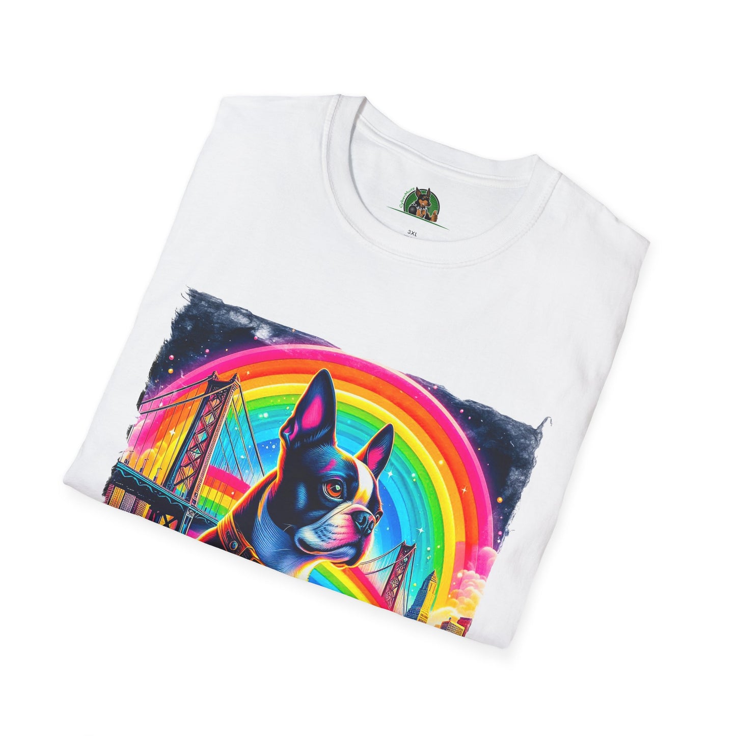 Boston Terrier Rainbow Bridge Dog At Beach T-Shirt Printify   