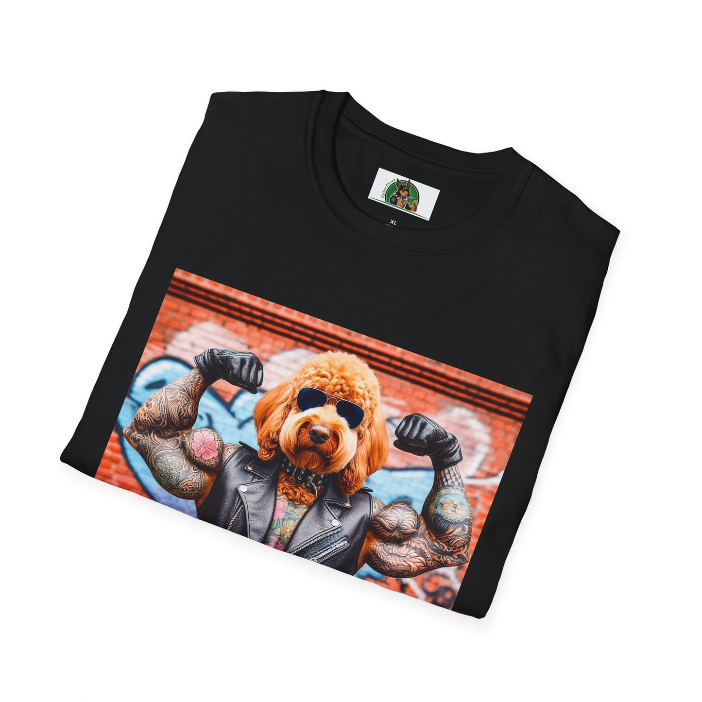 Golden Doodle muscles man t shirt T-Shirt Printify
