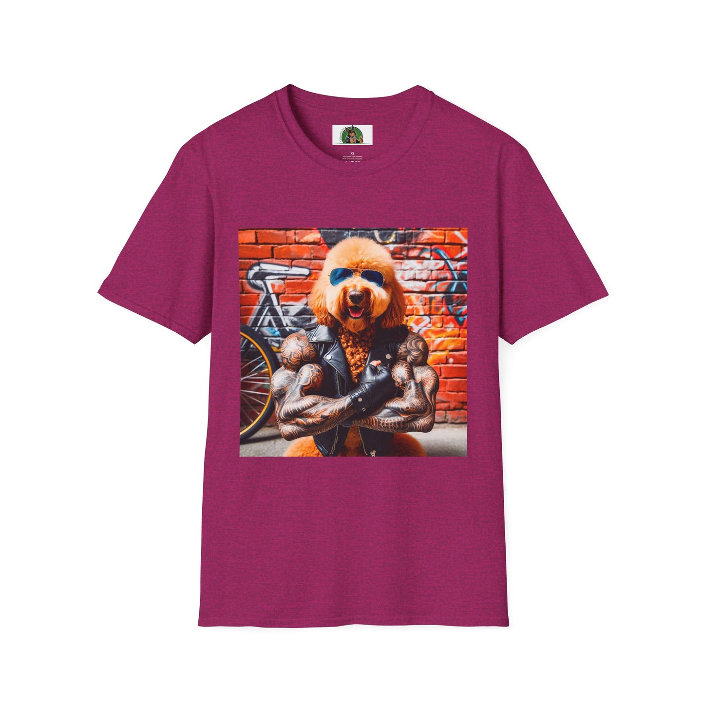 Golden Doodle tough guy muscles t shirt T-Shirt Printify S Antique Heliconia