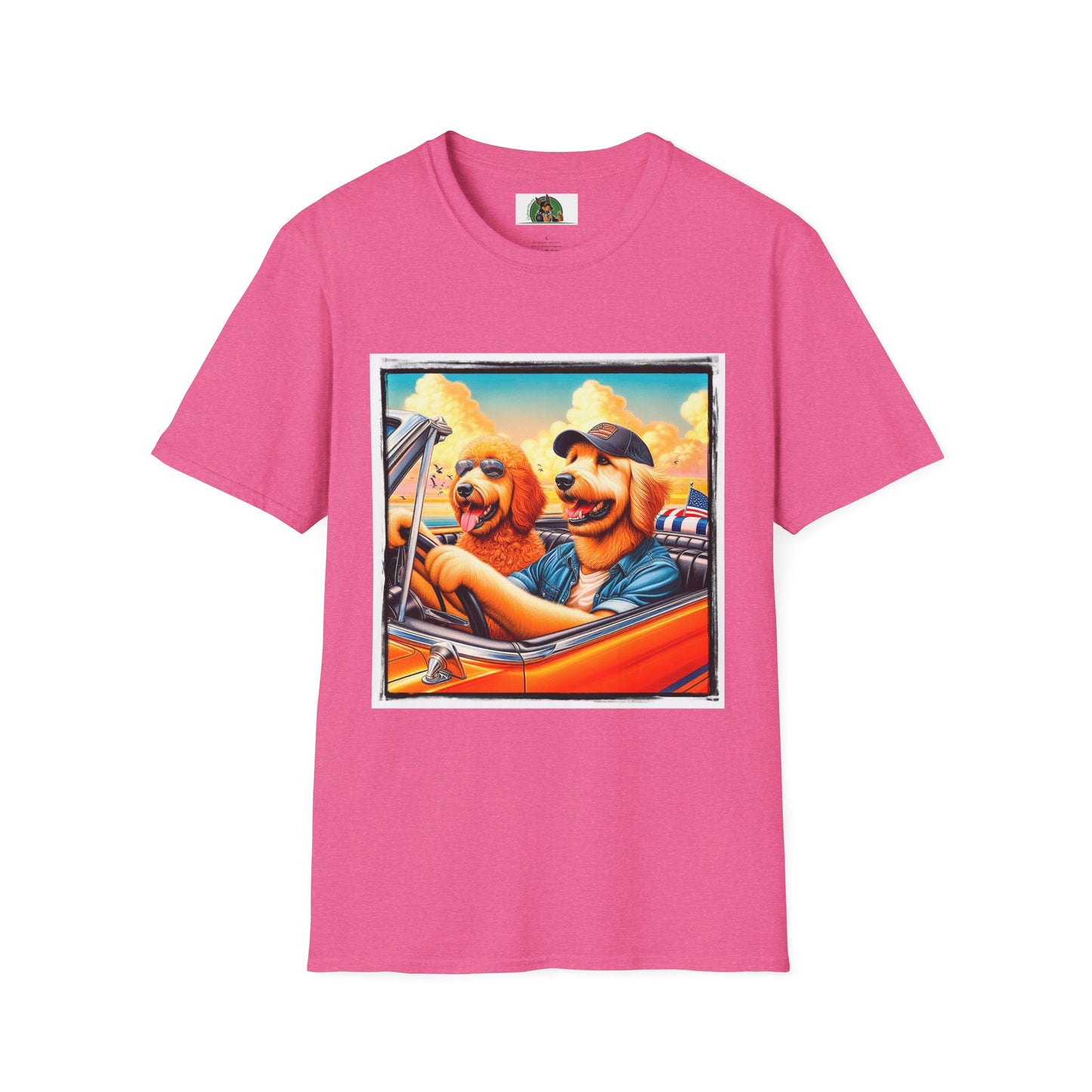 Wacky Golden Doodle driving frirnds T-Shirt Printify S Heather Heliconia