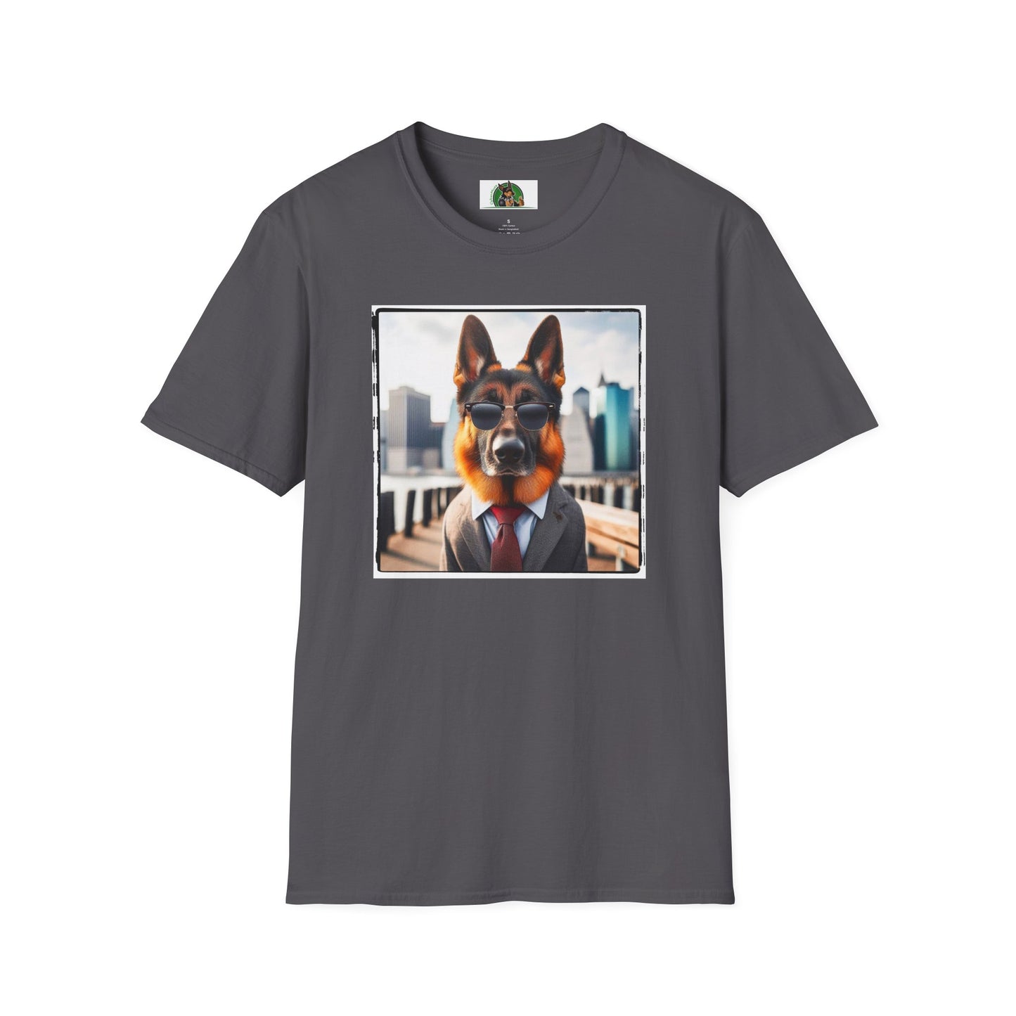German Shepherd suit and tie shirt T-Shirt Printify Charcoal S