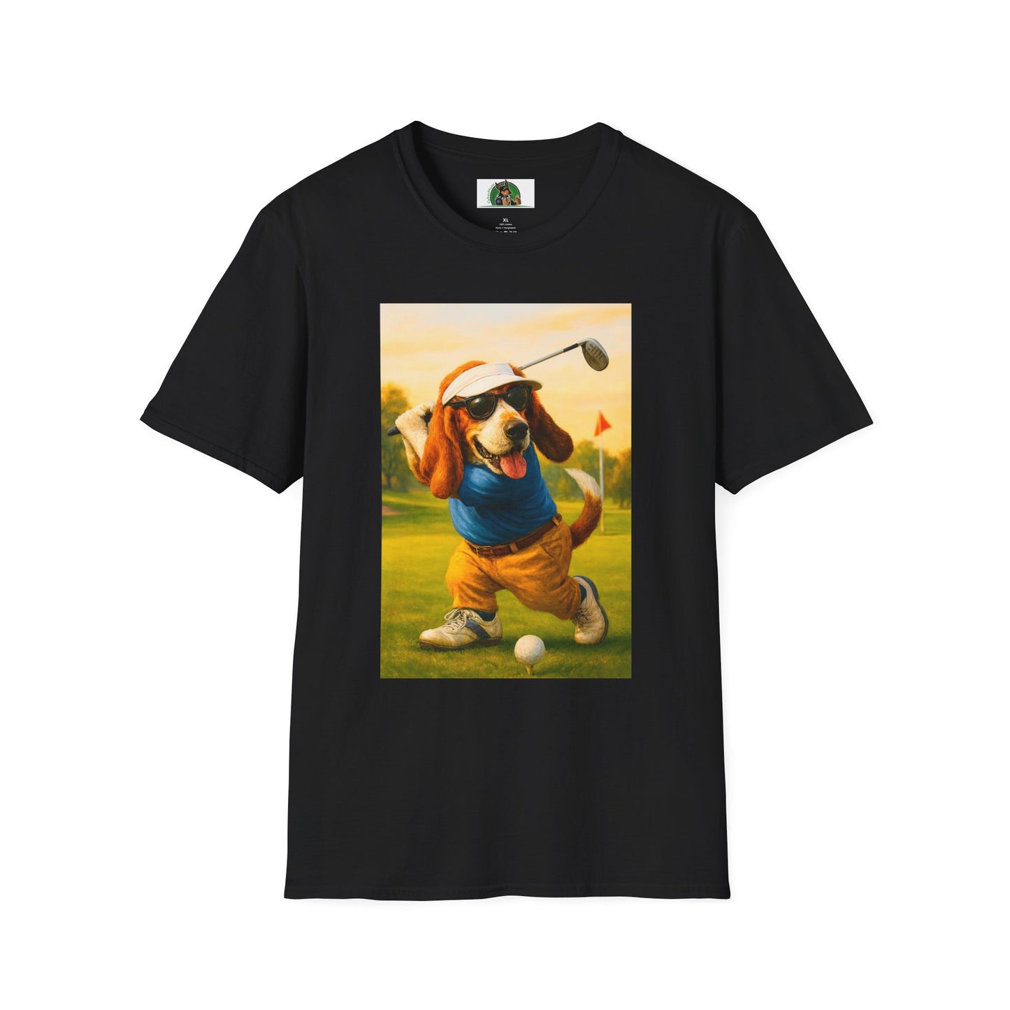 Sports Bassett Hound Dog Golf Unisex T-Shirt T-Shirt Printify Black XS