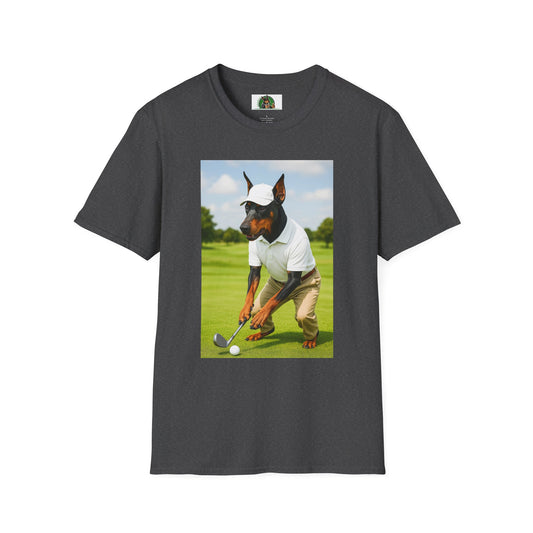 Golf Doberman Sports T-Shirt T-Shirt Printify Dark Heather XS