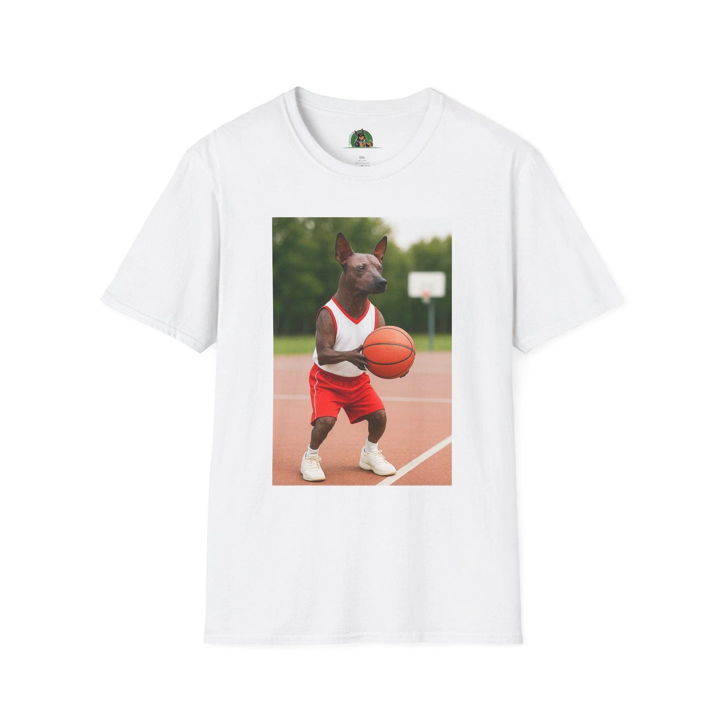 Mexican Hairless Dog Basketball T-Shirt — Dog Lover Sports Tee T-Shirt Printify White S