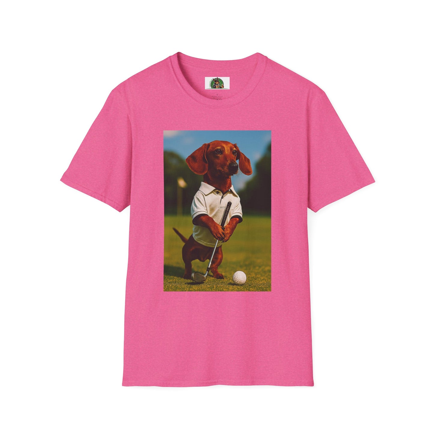 Sports Dachshund Golf T-Shirt T-Shirt Printify Heather Heliconia S