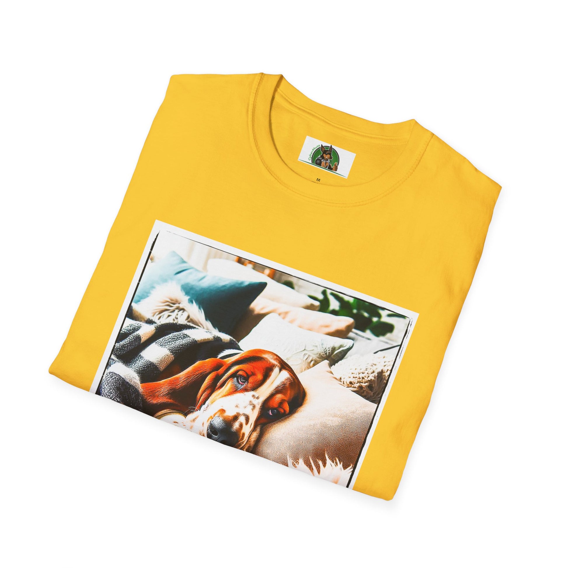 Basset Hound Sleeping In Comfy Blanket T-Shirt Printify   