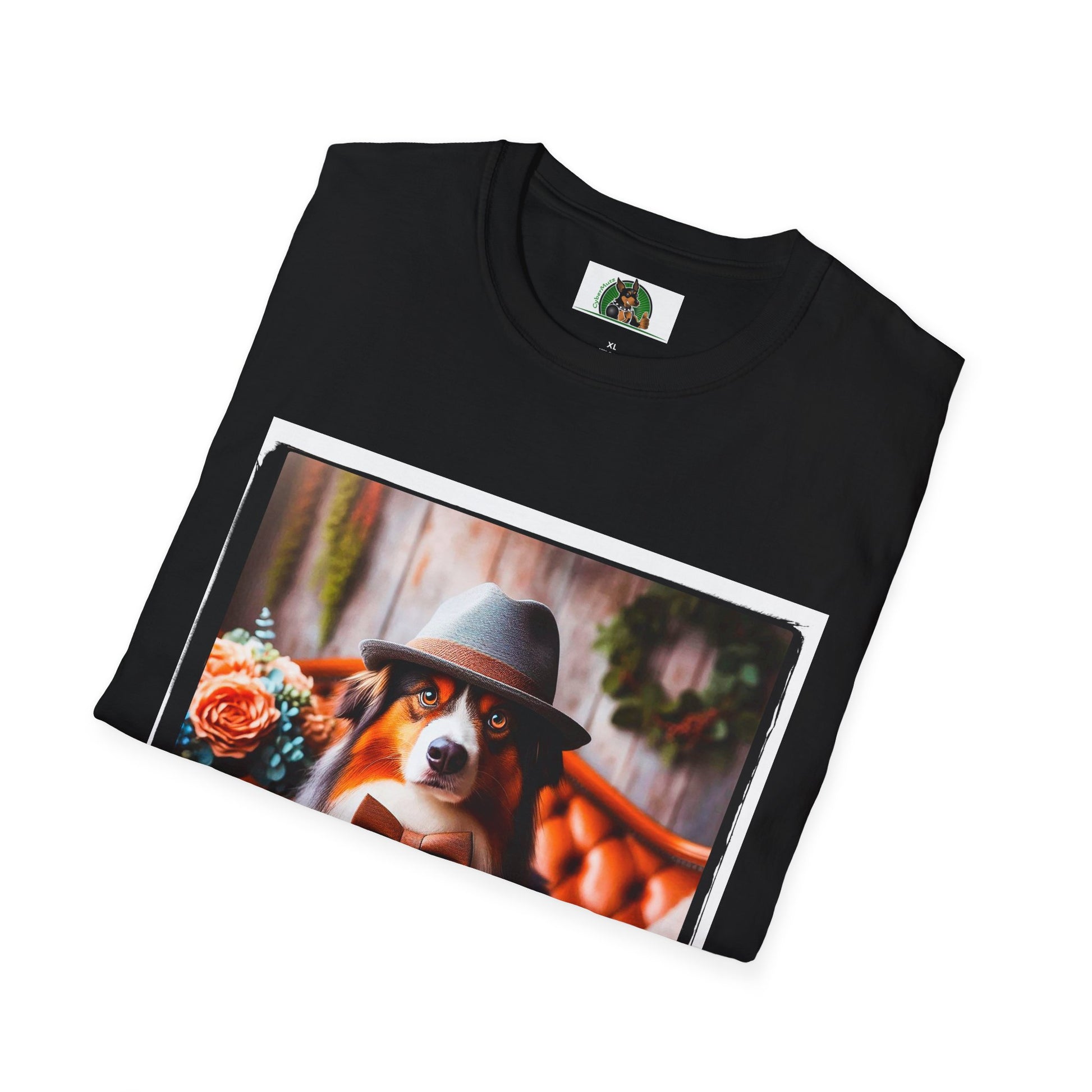 Australian Shepherd With Fedora Hat T-Shirt Printify