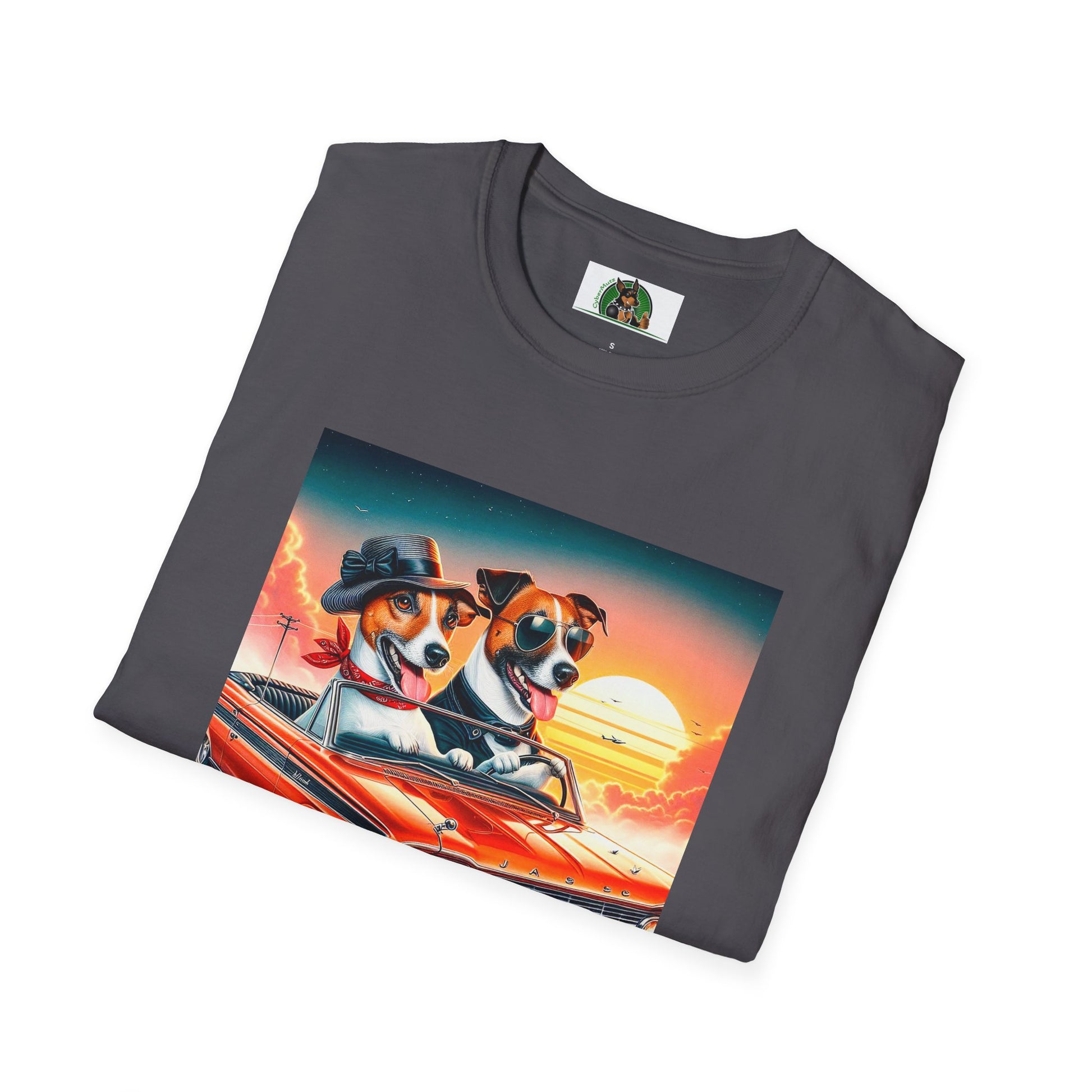 Wacky Jack Russell Couple In Car T-Shirt Printify