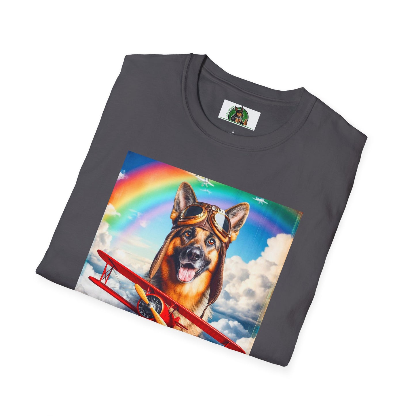 German Shepherd airplane flying T-Shirt Printify