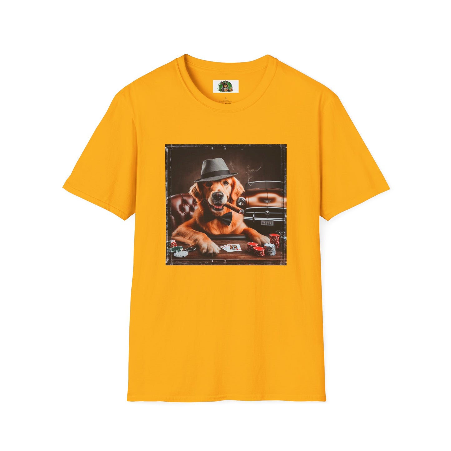 Golden Retriever playing poker shirt T-Shirt Printify S Gold
