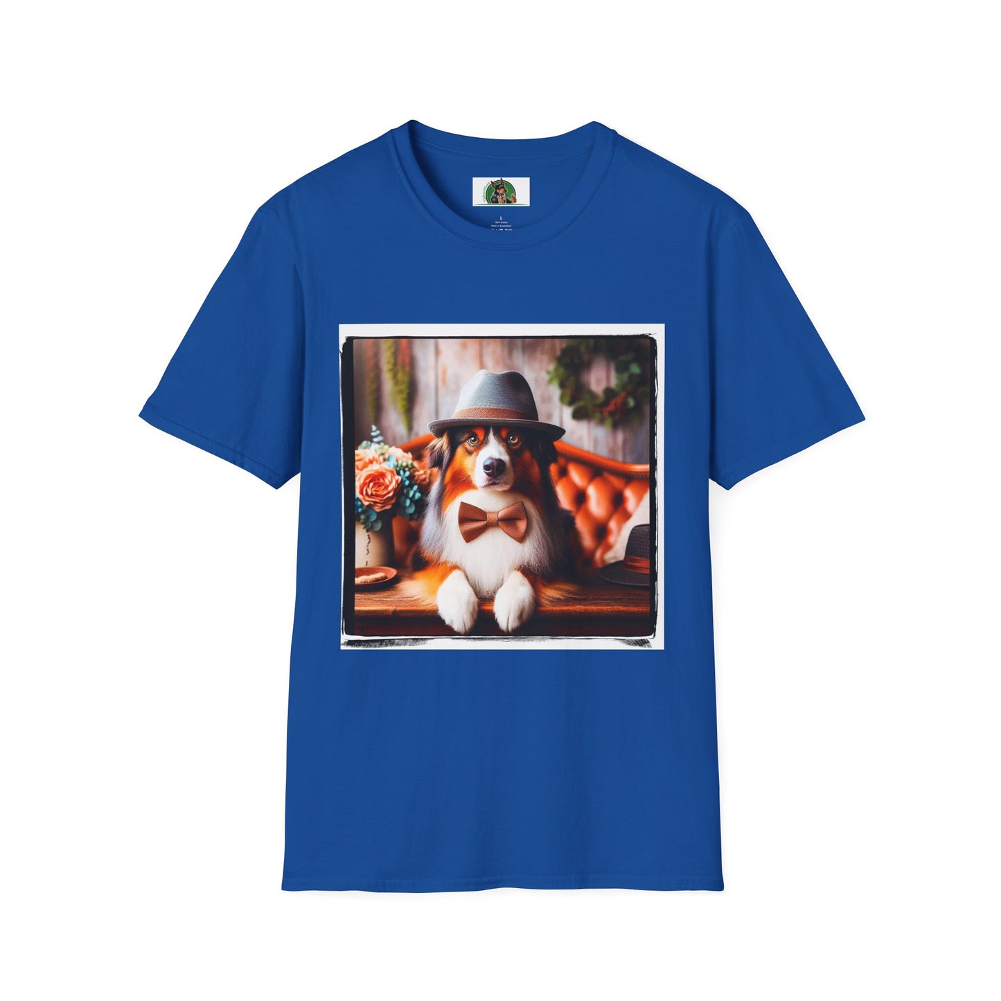 Australian Shepherd With Fedora Hat T-Shirt Printify XS Royal