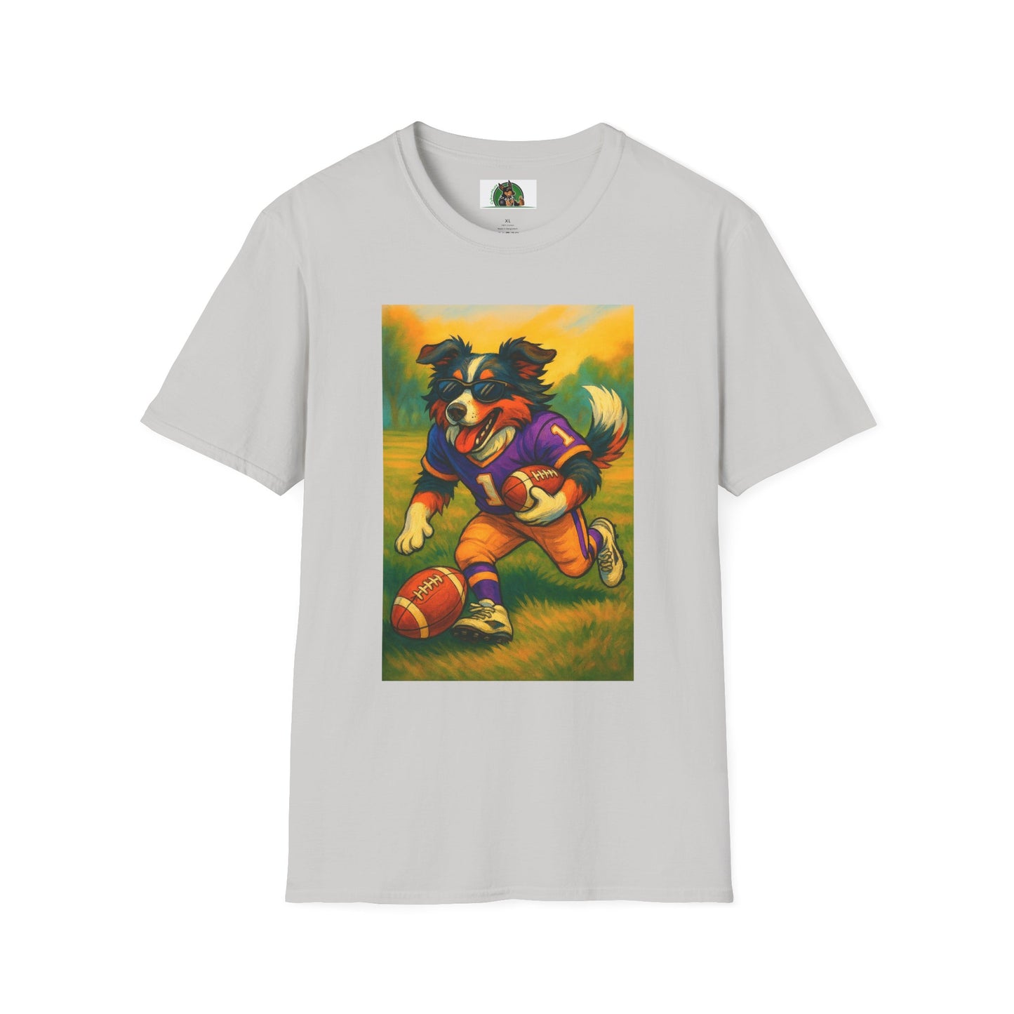 Sports Football Australian Shepherd T-Shirt T-Shirt Printify Ice Grey S