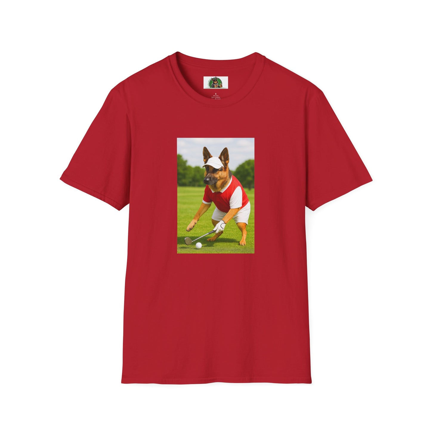 Sports German Shepherd Golf T-Shirt T-Shirt Printify Cherry Red S