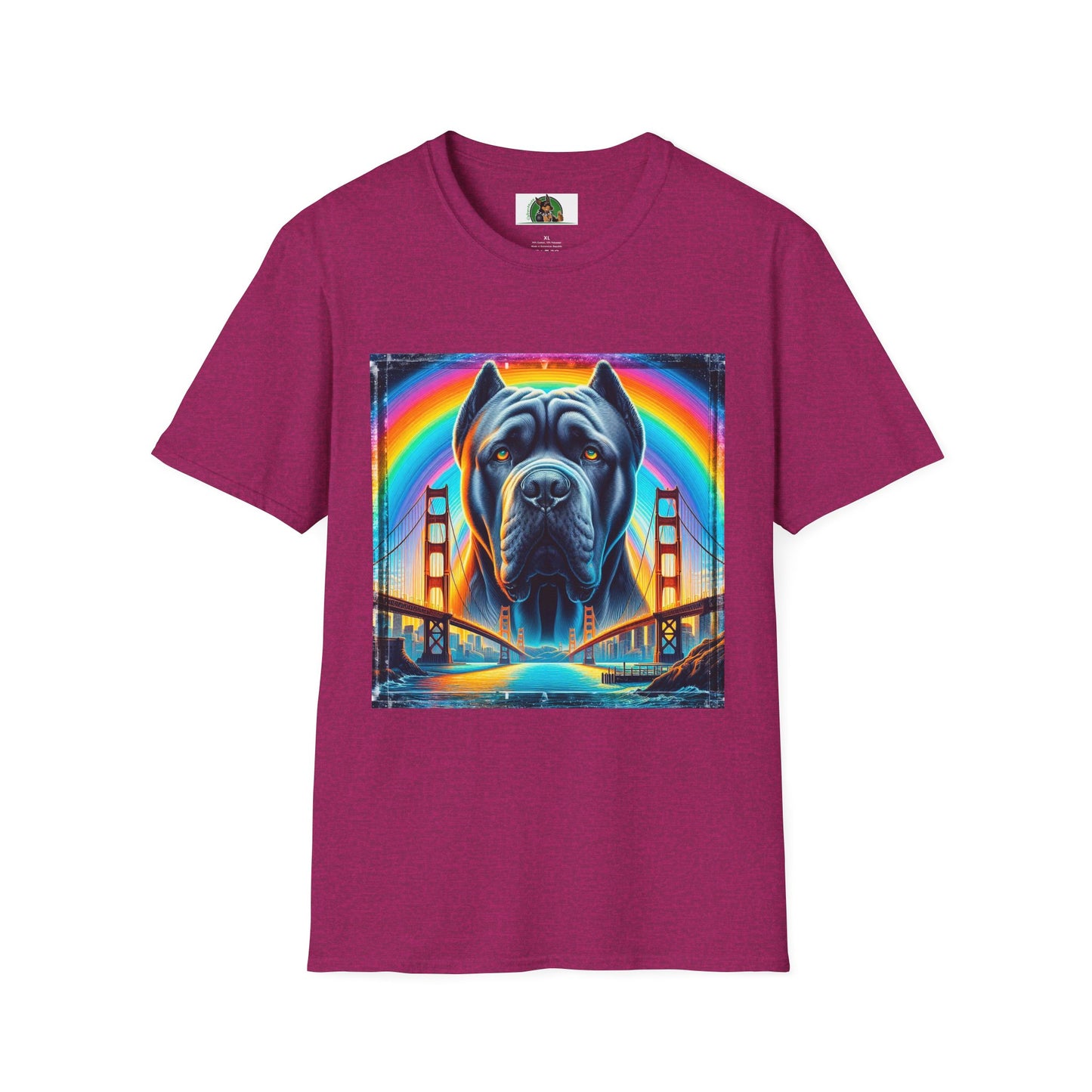 Cane Corso Double Rainbow Bridge TShirt T-Shirt Printify S Antique Heliconia