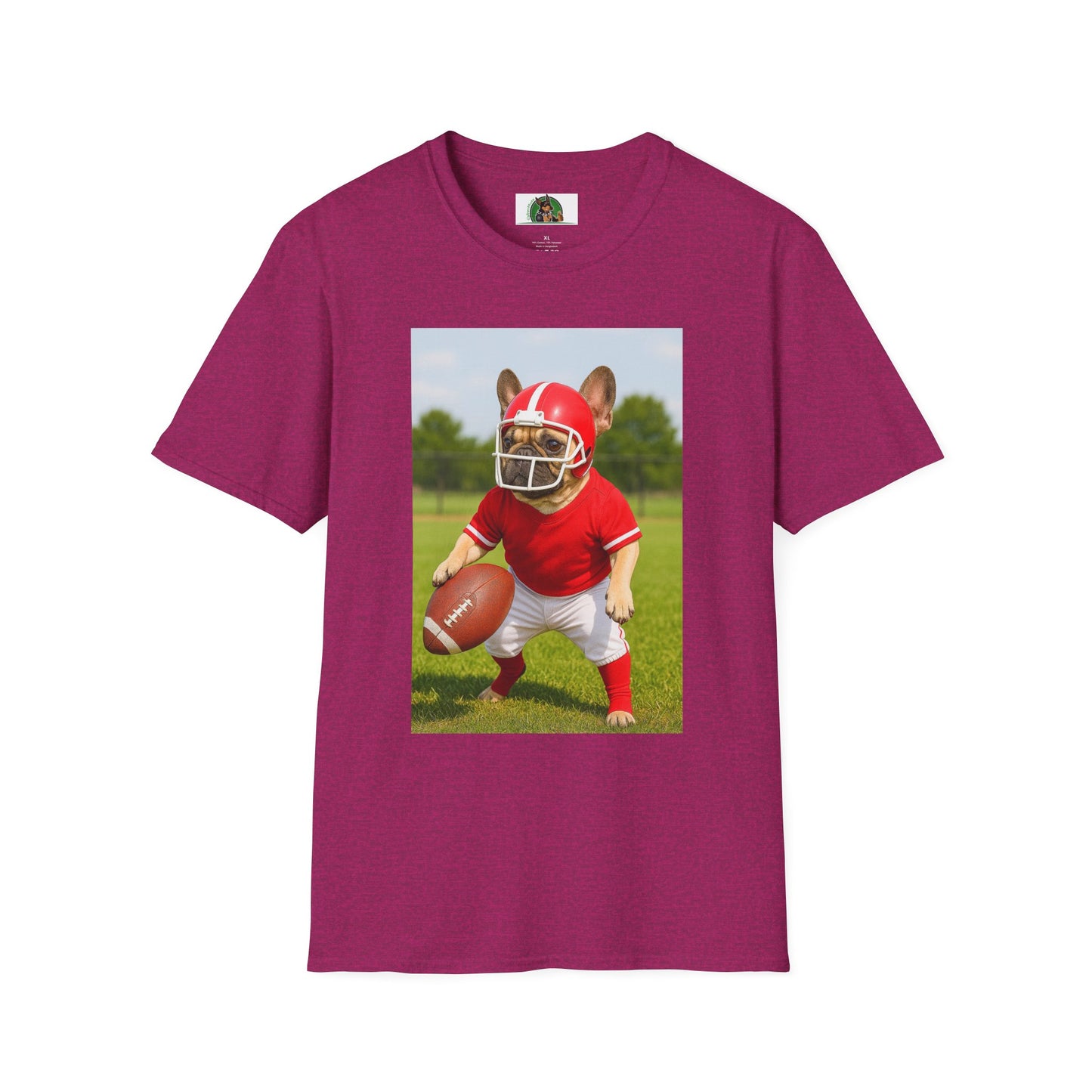 Sports Football French Bulldog T-Shirt T-Shirt Printify Antique Heliconia S