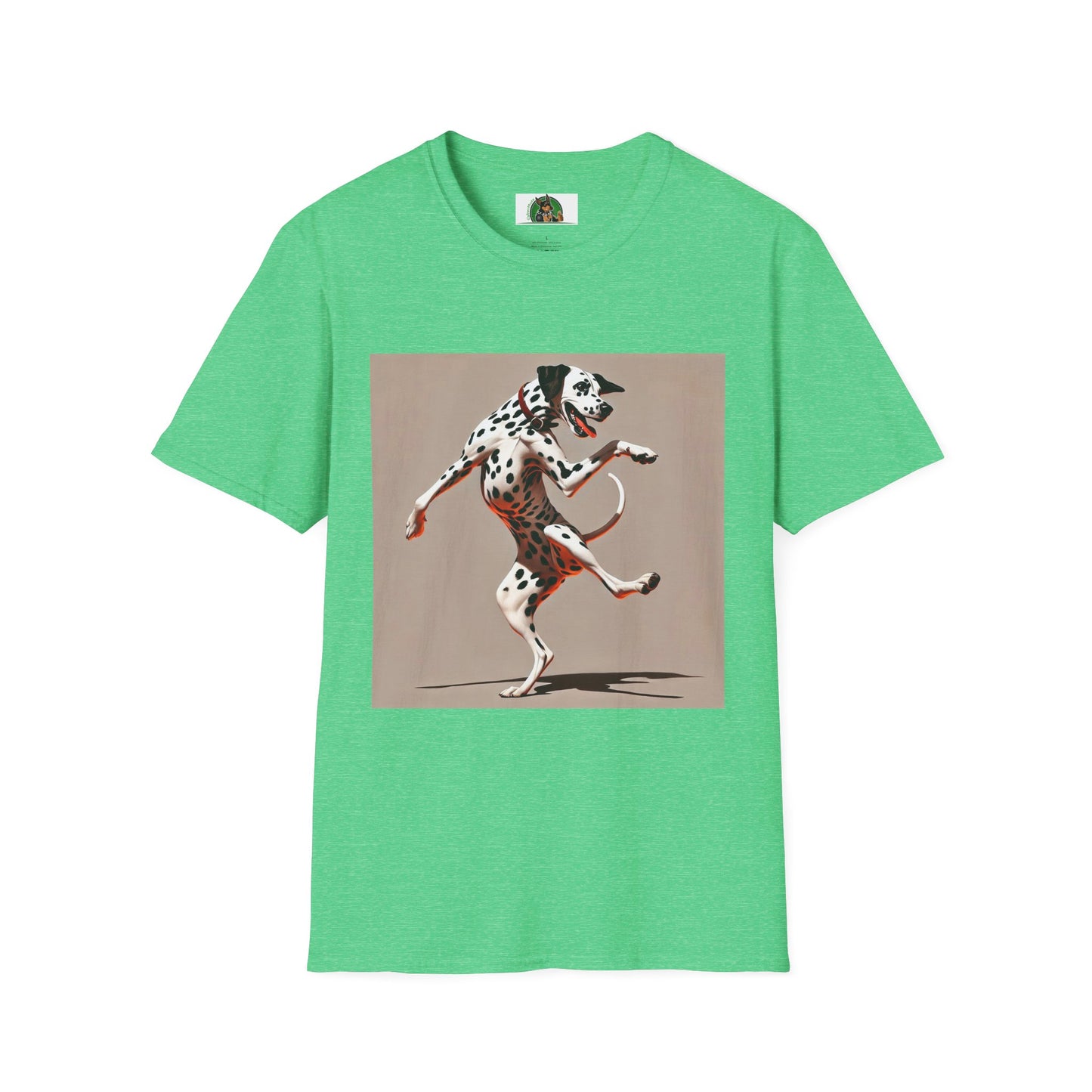 Dancing Dalmation Dog T-Shirt T-Shirt Printify S Heather Irish Green