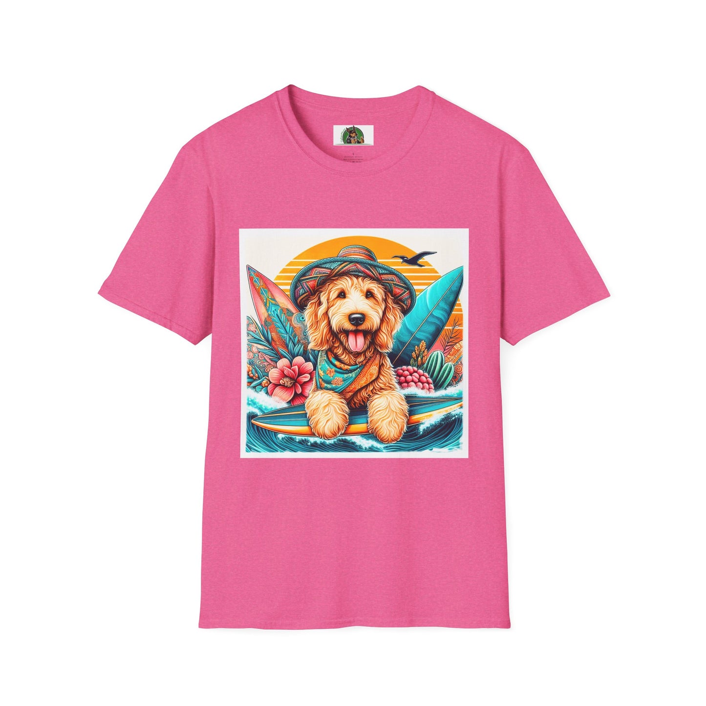 Golden Doodle blue waves shirt T-Shirt Printify S Heather Heliconia