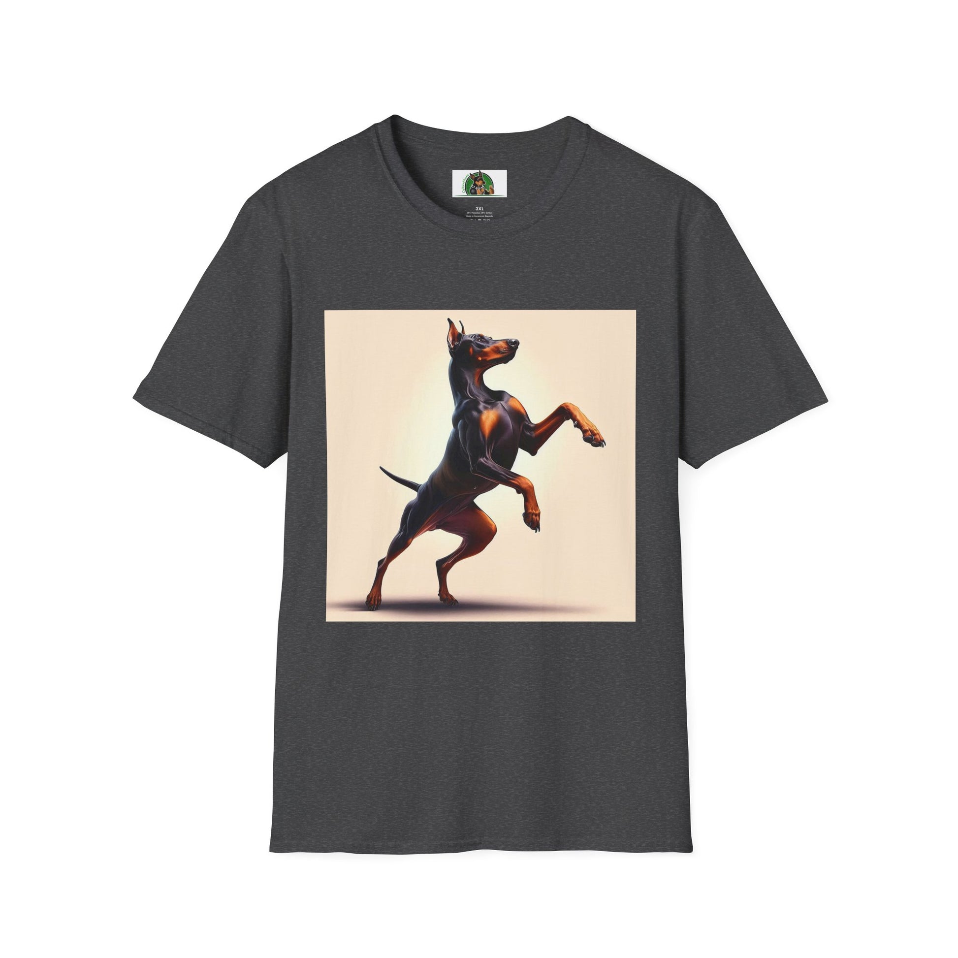 Dancing Doberman Unisex T-Shirt T-Shirt Printify XS Dark Heather