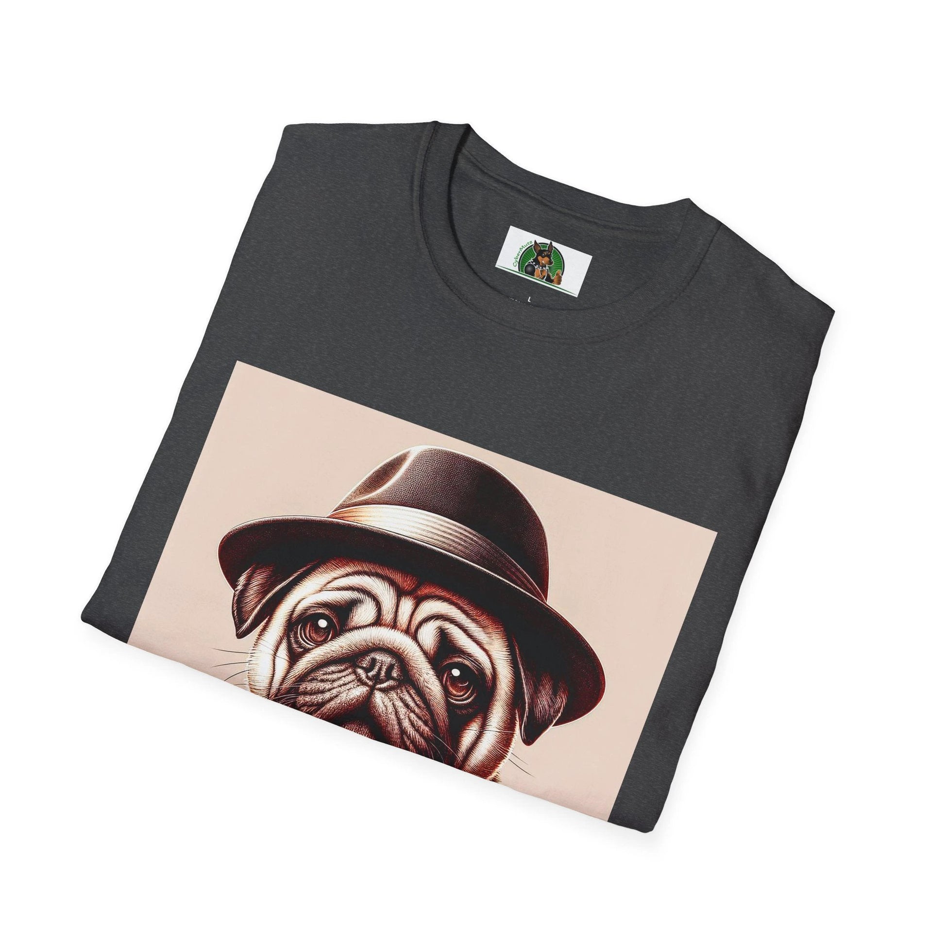 Pug Fedora T-Shirt T-Shirt Printify