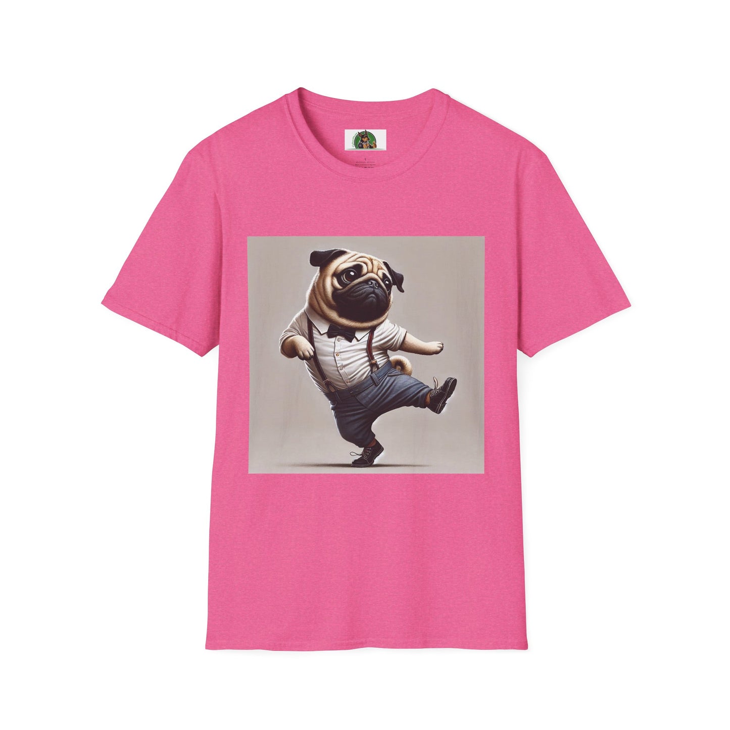 Dancing Pug T-Shirt T-Shirt Printify S Heather Heliconia
