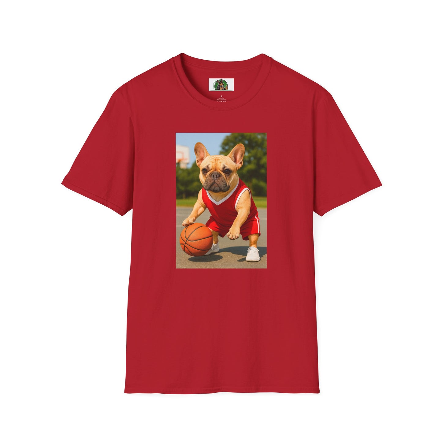 Sports Basketball French Bulldog Tee T-Shirt Printify Cherry Red S