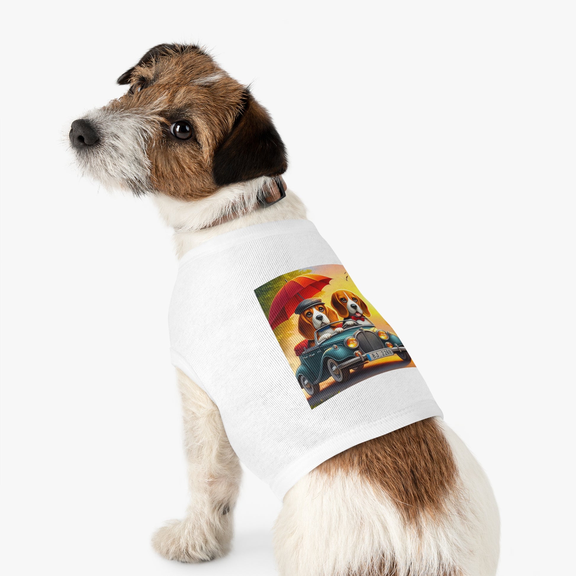 Pet Tank Top Wacky Beagle Dog Couple Sunday Driving Pets Printify   