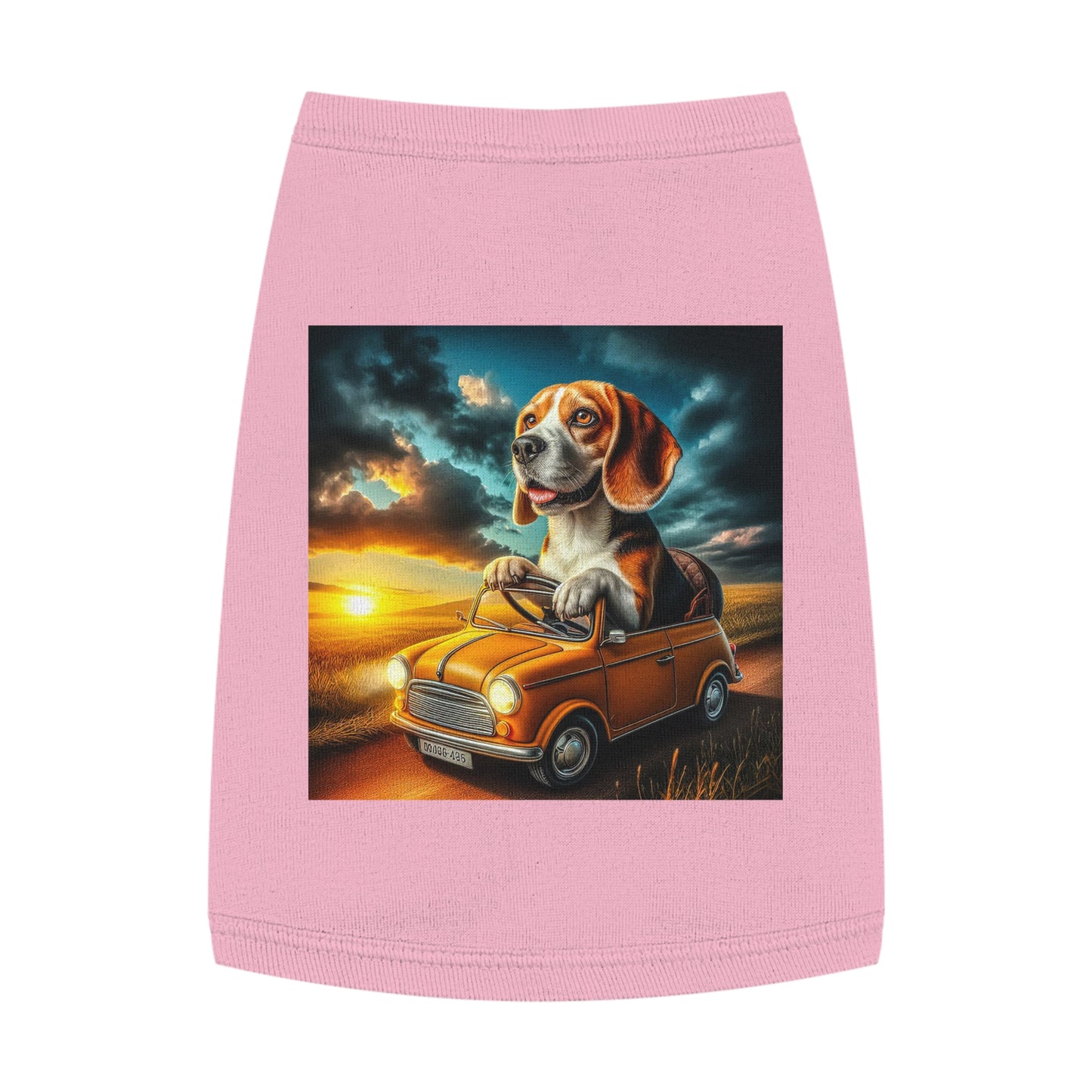 Pet Tank Top Wacky Beagle In Tiny Car Pets Printify M Pink 