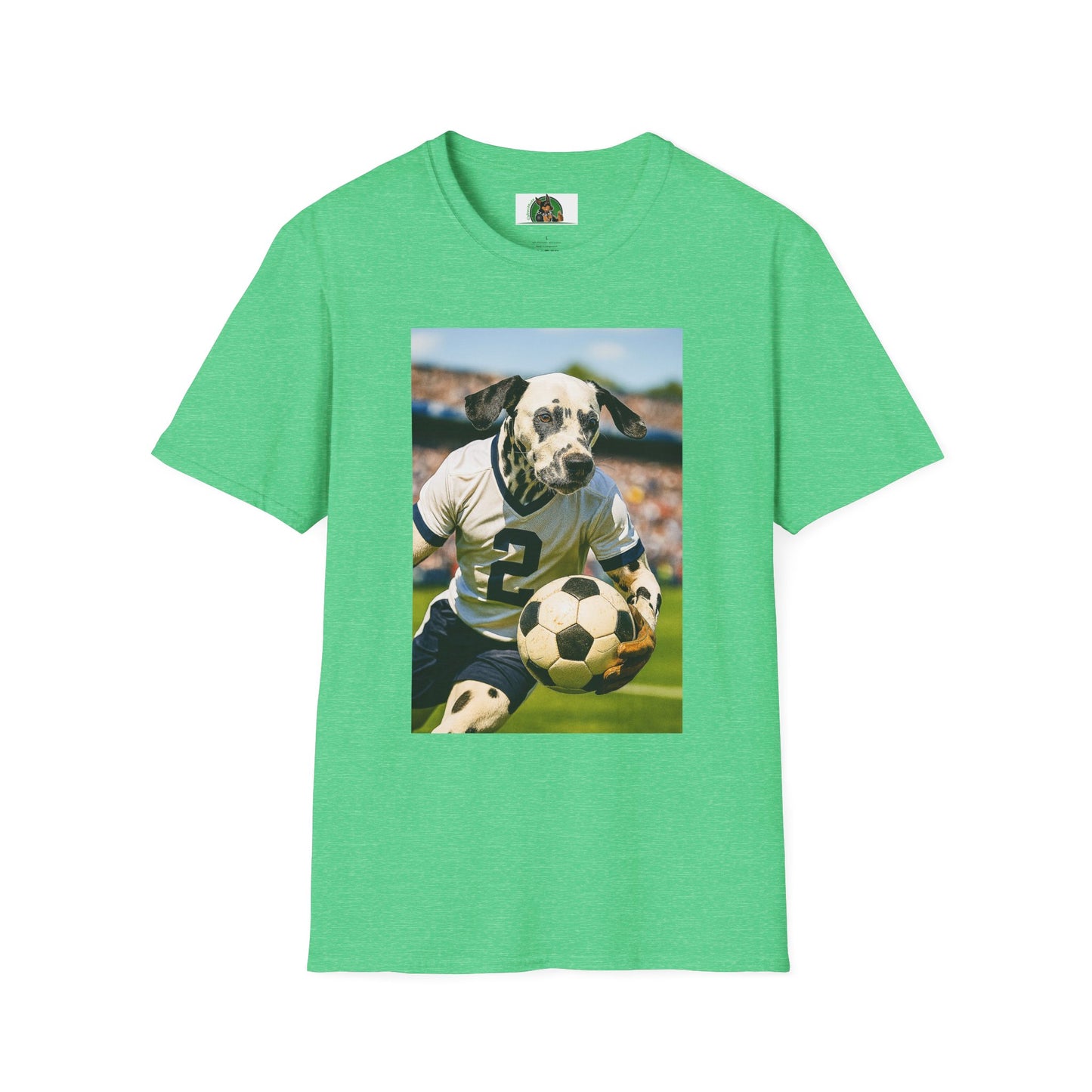 Sports Soccer Dalmatian Unisex T-Shirt T-Shirt Printify Heather Irish Green S