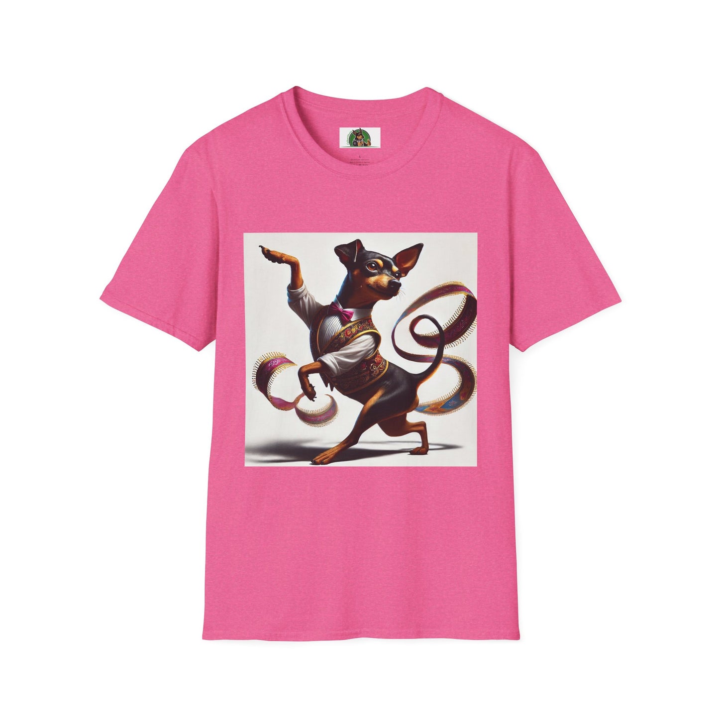 Dancing Min Pin T-Shirt T-Shirt Printify S Heather Heliconia