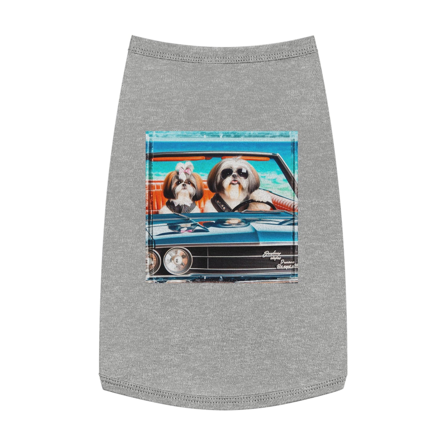 Pet Tank Top Shih Tzu frirbfs Driving Pets Printify L Heather