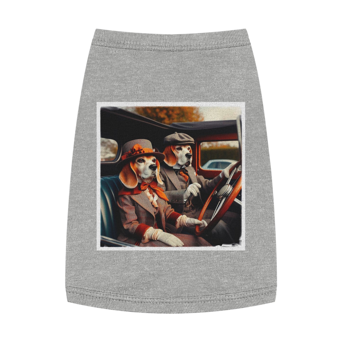 Pet Tank Top Wacky Beagle Dog Couple In Old Car Pets Printify M Heather 