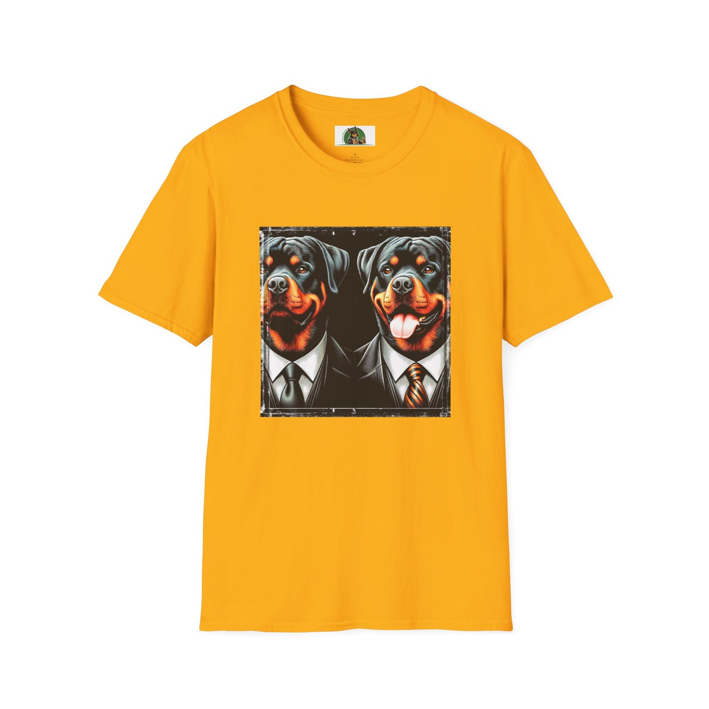 Rottweiler two suits shirt T-Shirt Printify S Gold