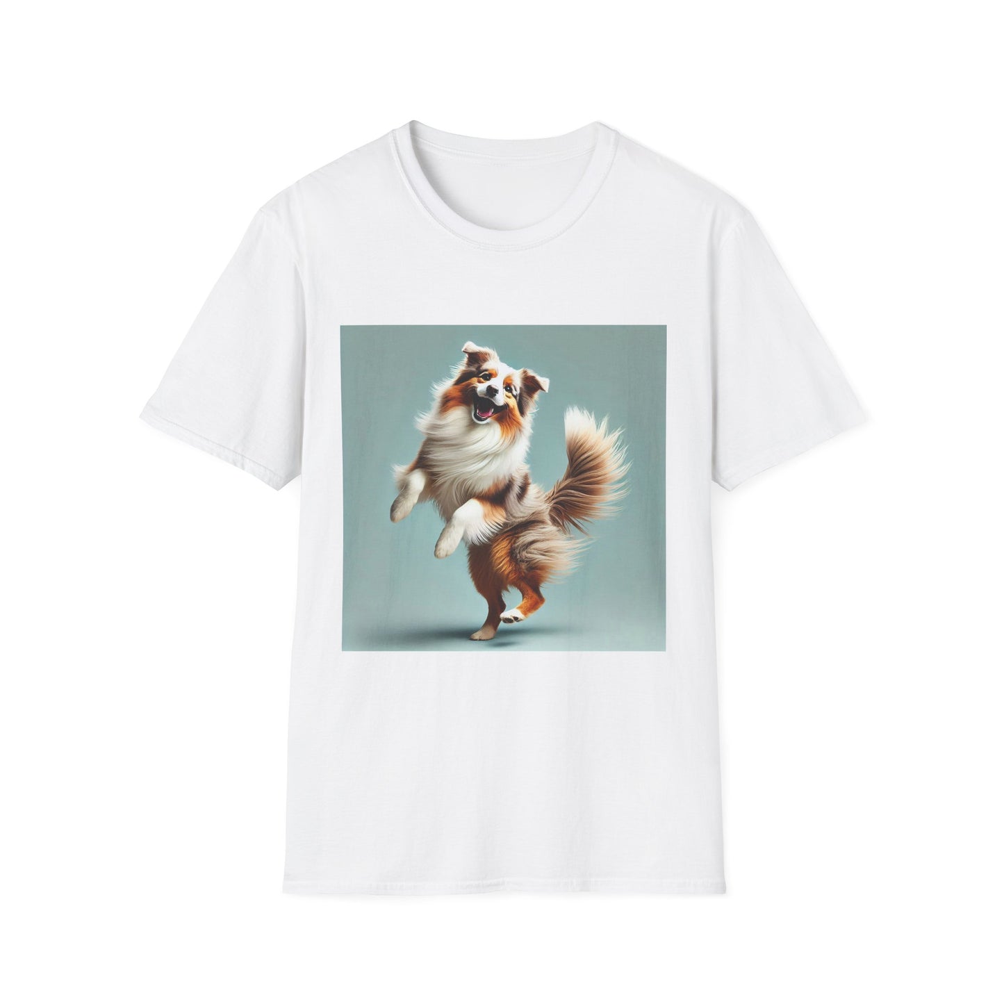 Dog Lover T-Shirt - Dancing Dog Australian Shepherd T-Shirt Printify XS White