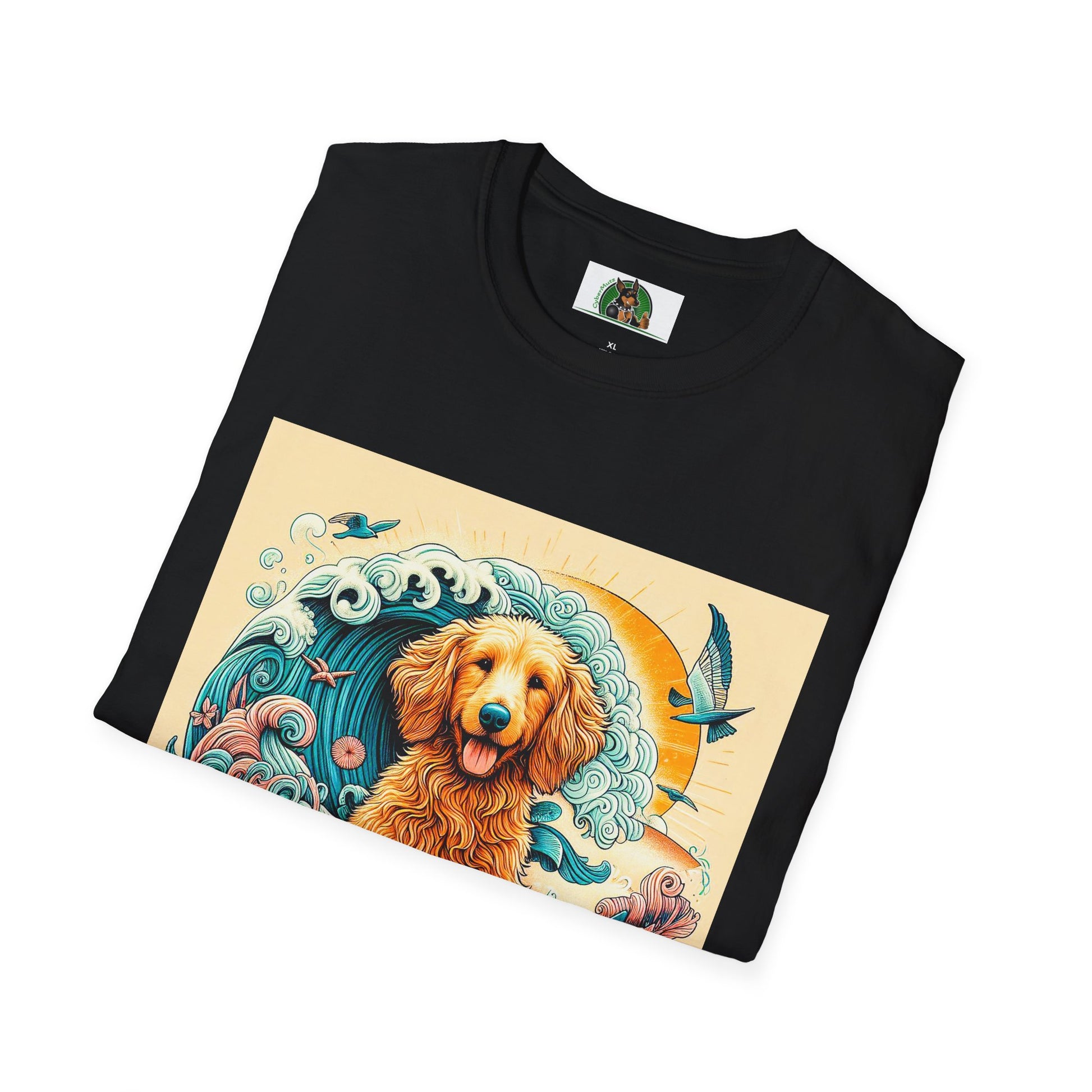 Golden Doodle surfing fun shirt T-Shirt Printify