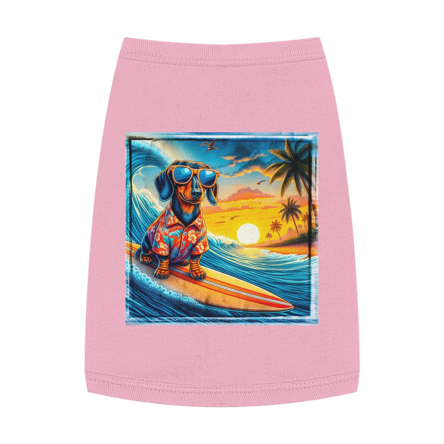Pet Tank Top Dachshund Hawaiian surf t shirt Pets Printify M Pink