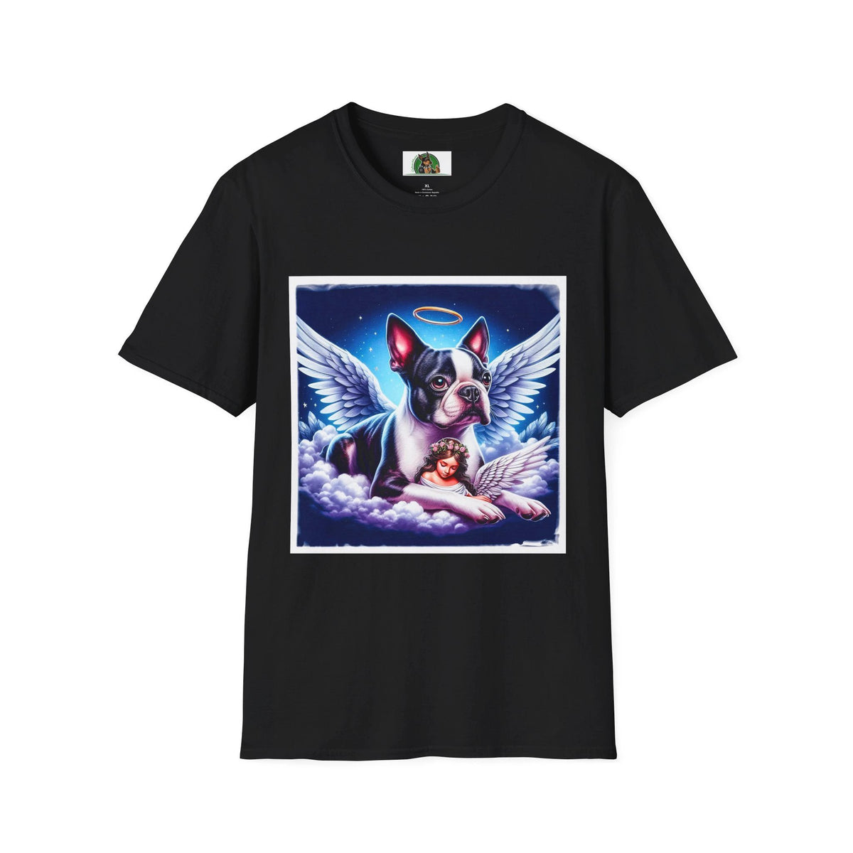 Boston Terrier Angel And Girl Shirt For Women Men Kids Dog Lover Gift Cute Tuxedo Markings American Gentleman Fashion T-Shirt Printify XS Black