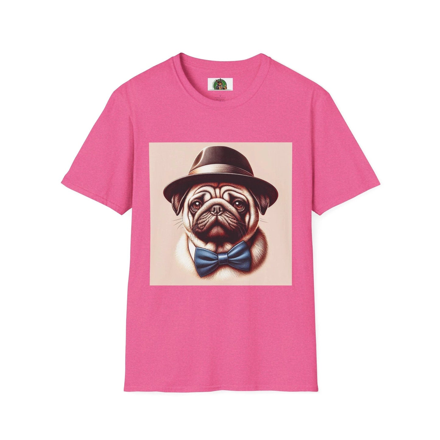 Pug Fedora T-Shirt T-Shirt Printify S Heather Heliconia