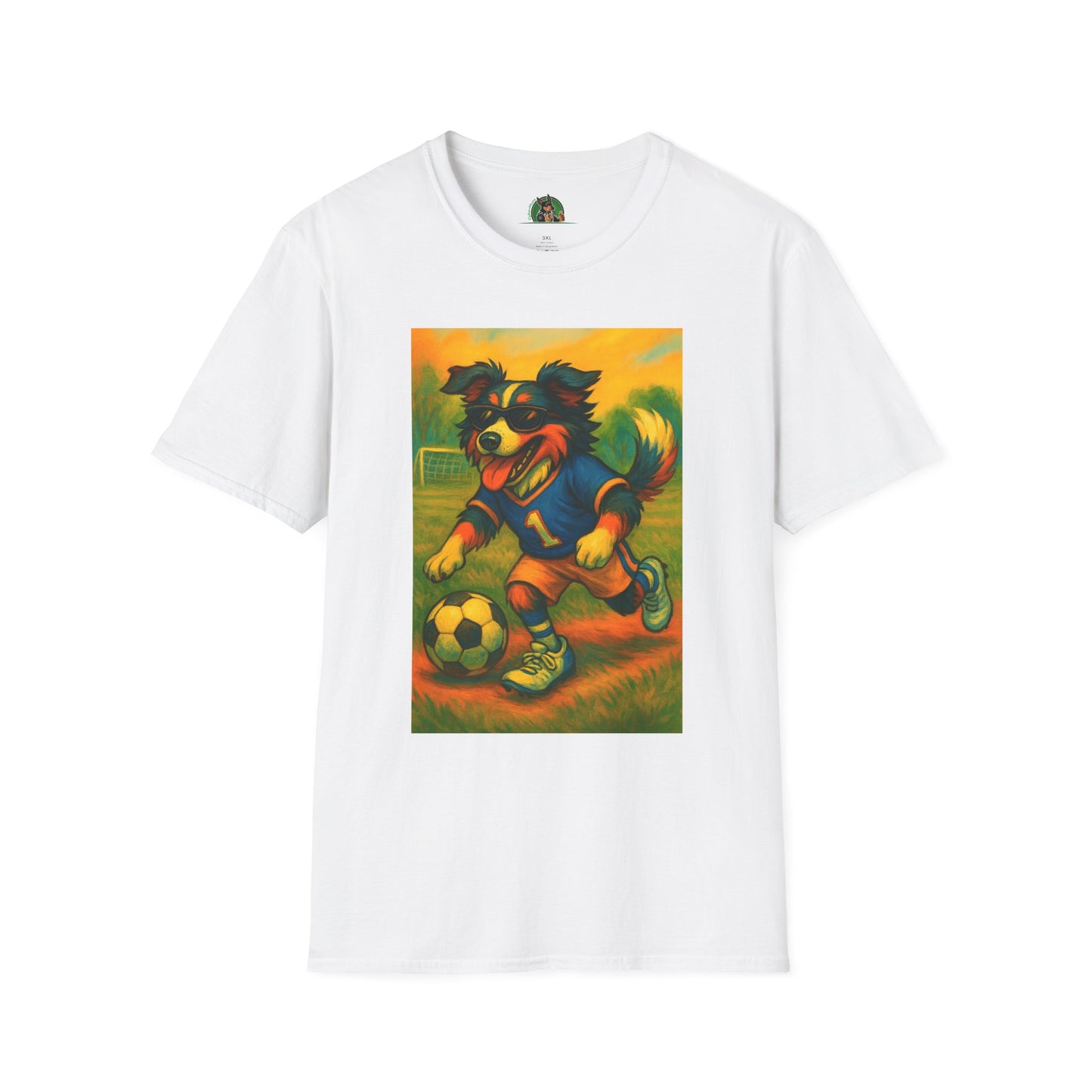 Sports Soccer Australian Shepherd Unisex T-Shirt T-Shirt Printify White XS