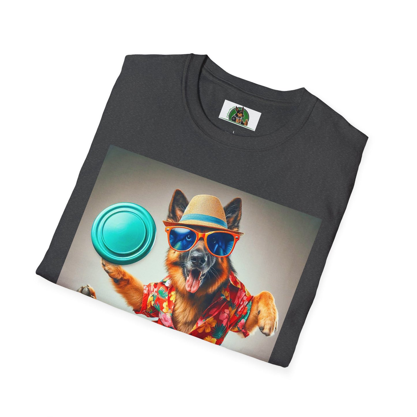 German Shepherd frisbee flying shirt T-Shirt Printify