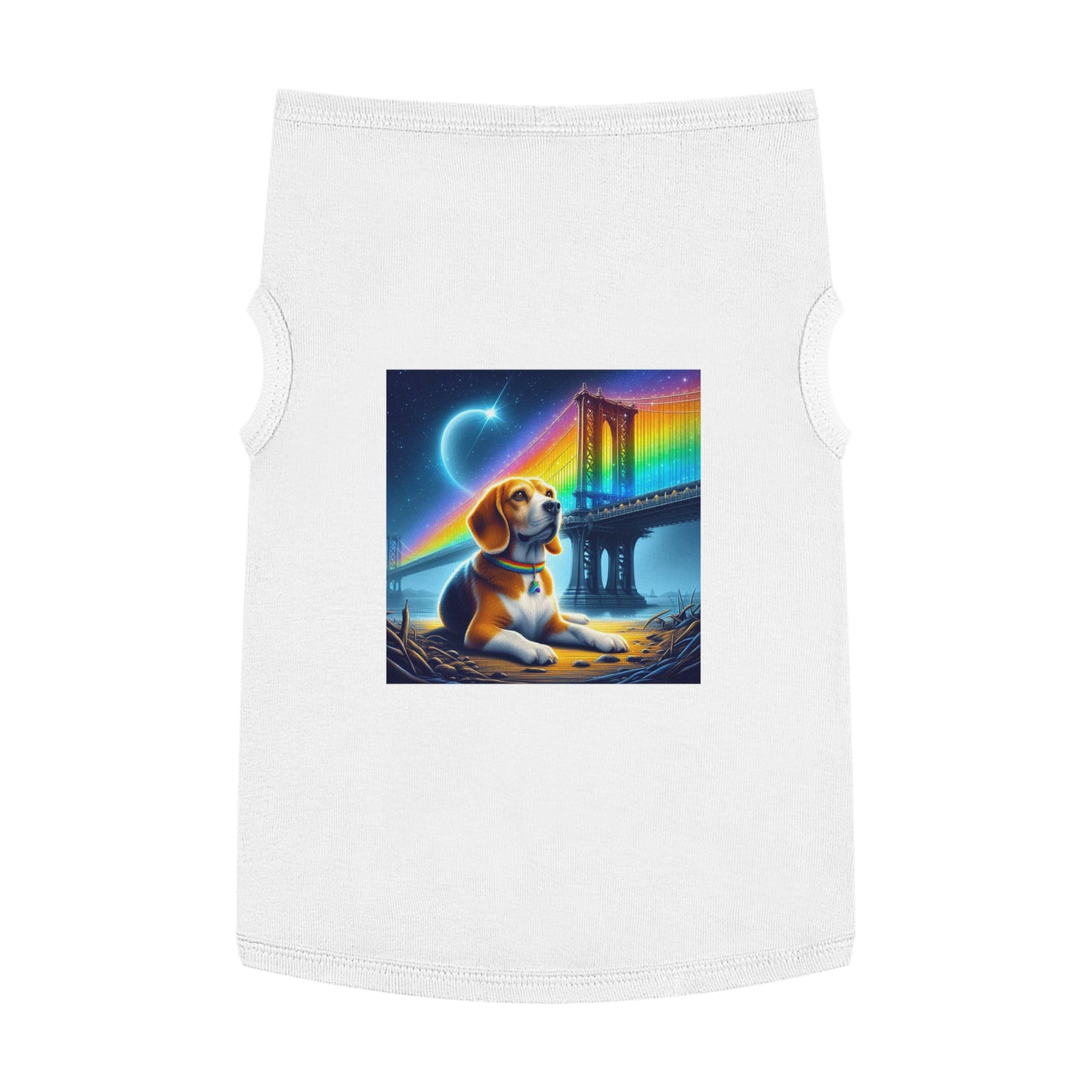 Pet Tank Top Beagle Under Rainbow Bridge Pets Printify   