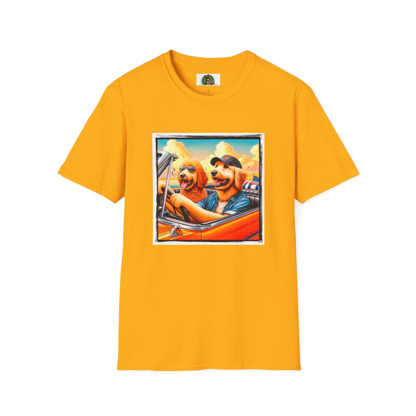 Wacky Golden Doodle driving frirnds T-Shirt Printify S Gold