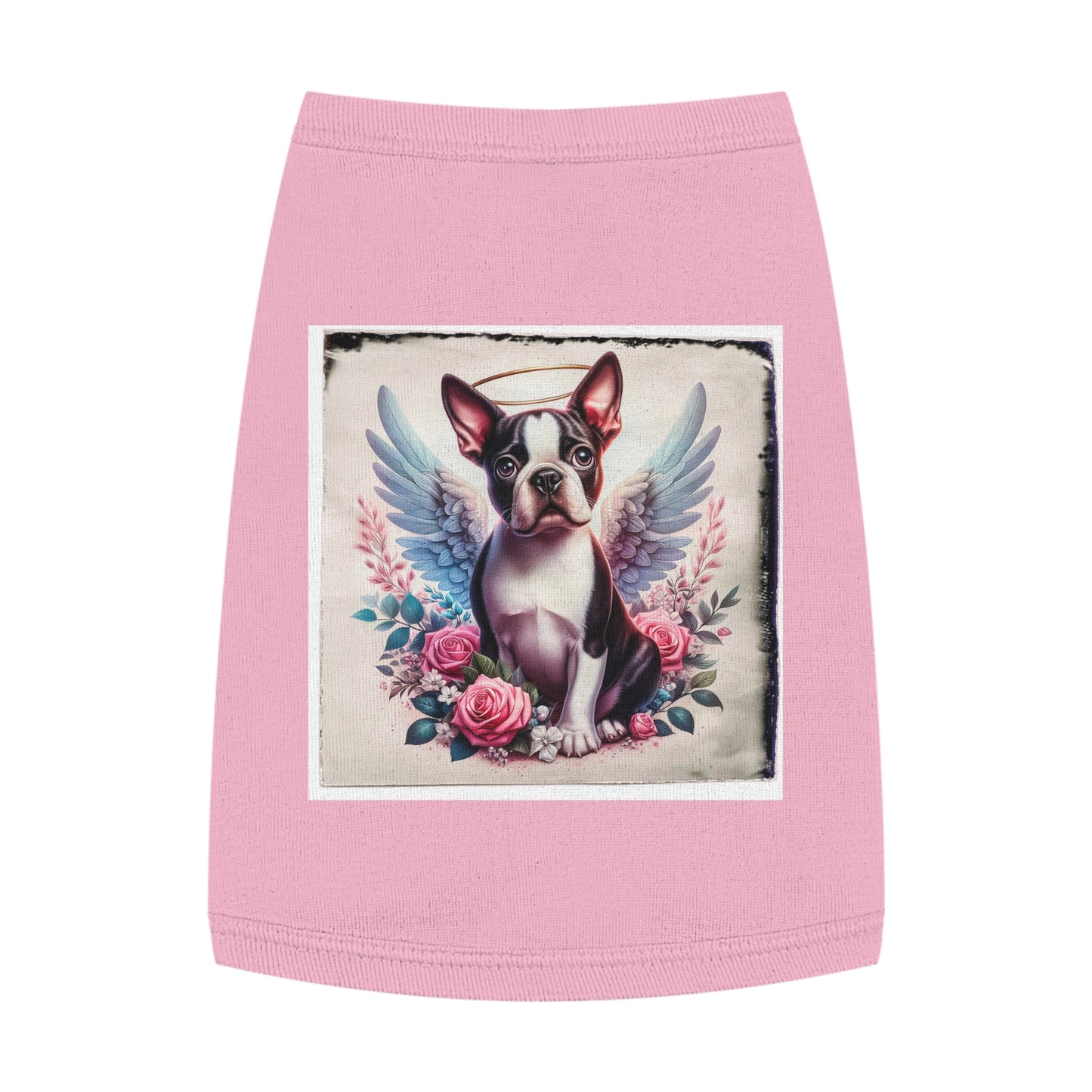 Pet Tank Top Boston Terrier Angel With Roses Pets Printify M Pink 