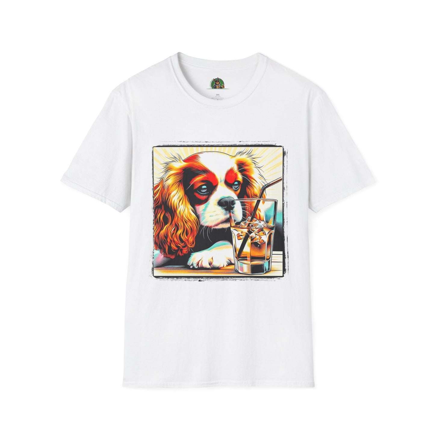 Cavalier King Charles Spaniel Sipping Tea TShirt T-Shirt Printify XS White