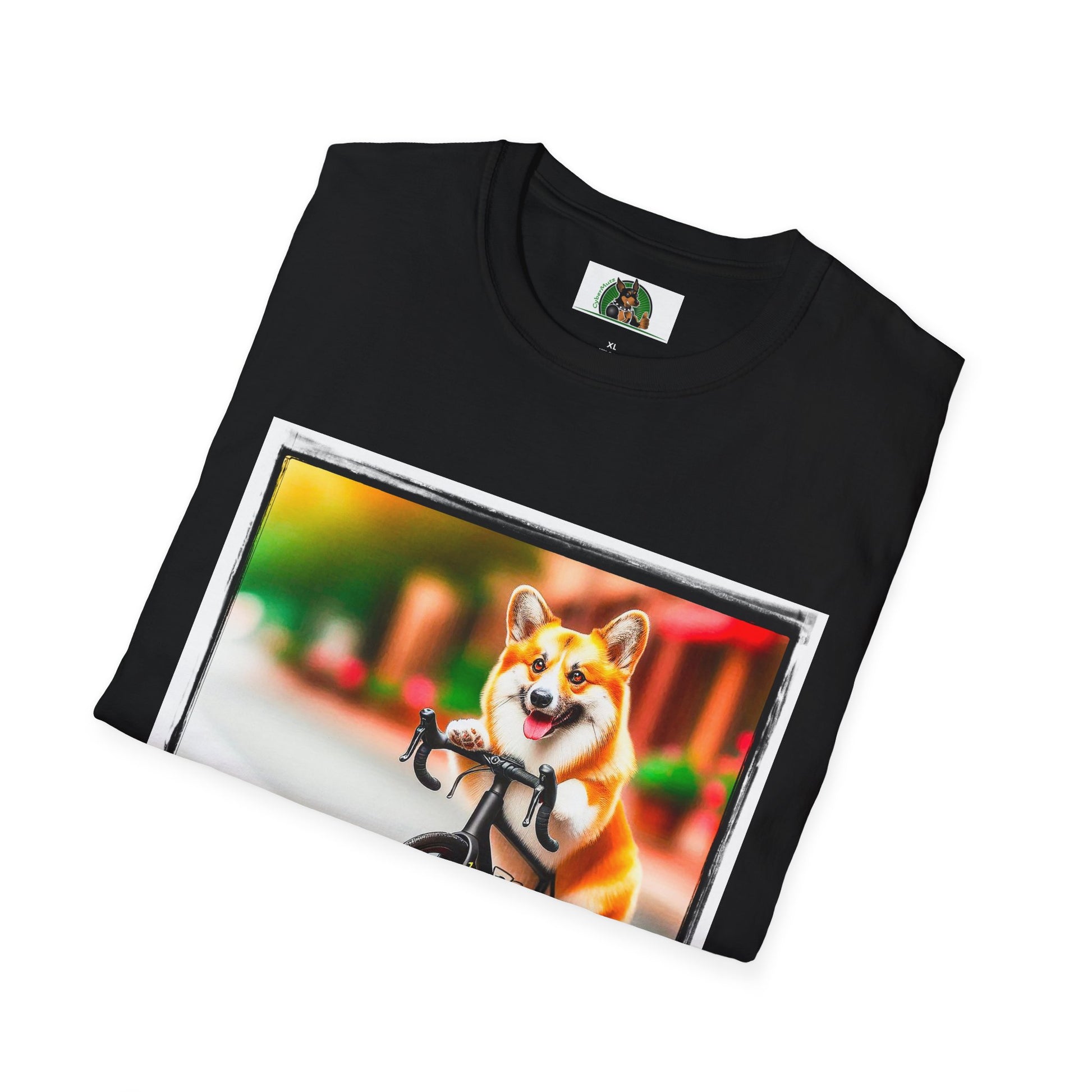 Pembroke Welsh Corgi bike riding T-Shirt Printify