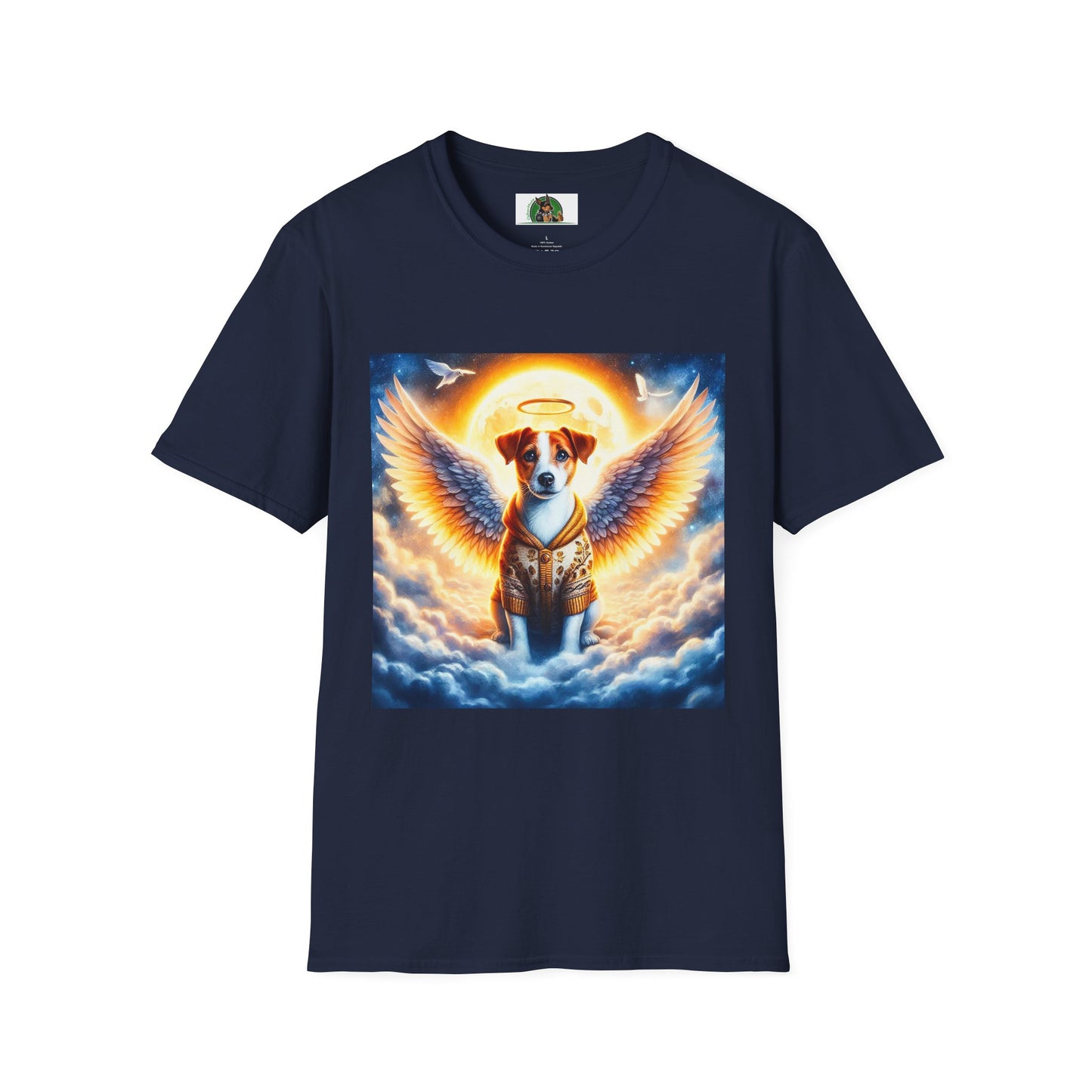 Jack Russell Golden Angel T-Shirt Printify S Navy 