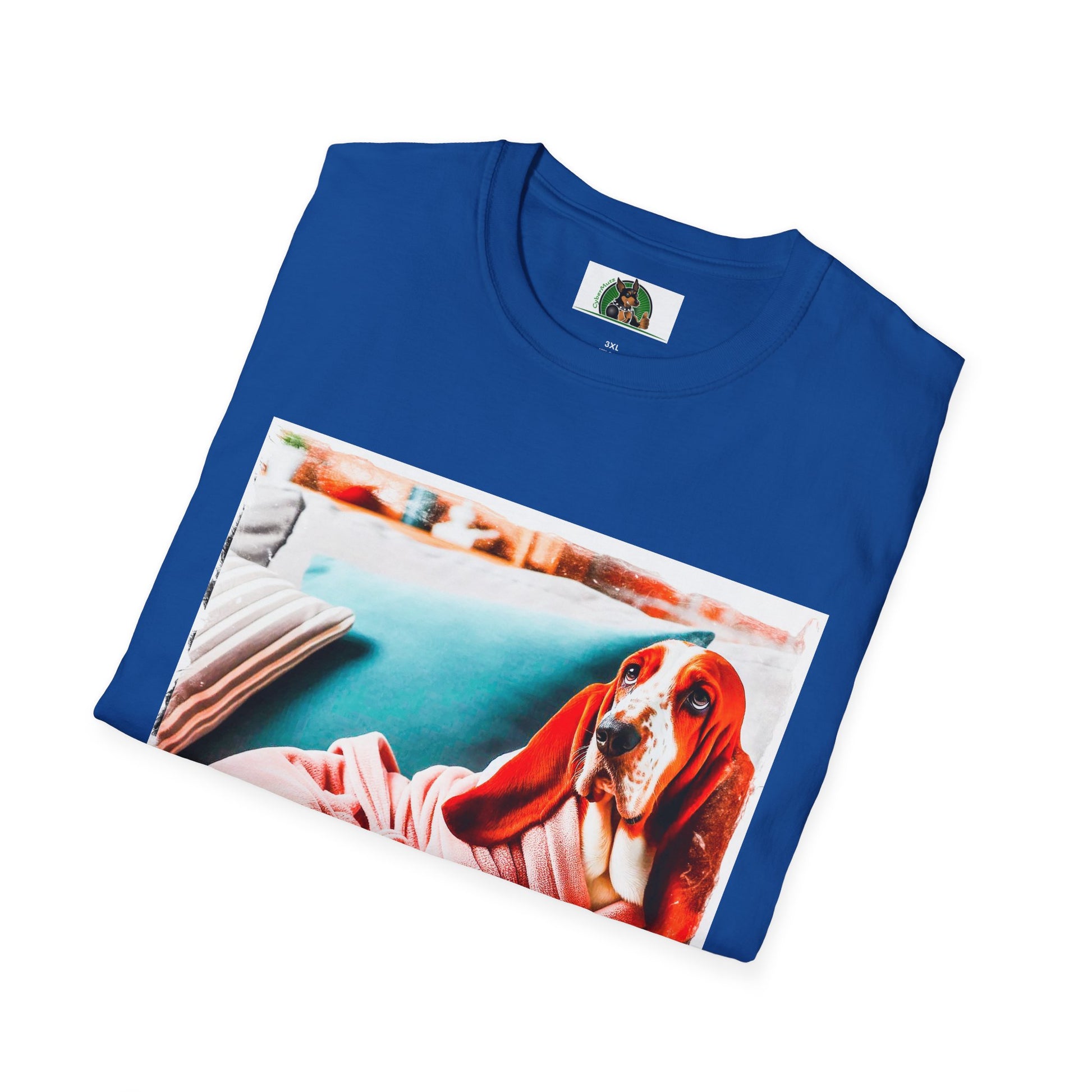 Wacky Basset Hound In Bath Robe and Slippers T-Shirt Printify